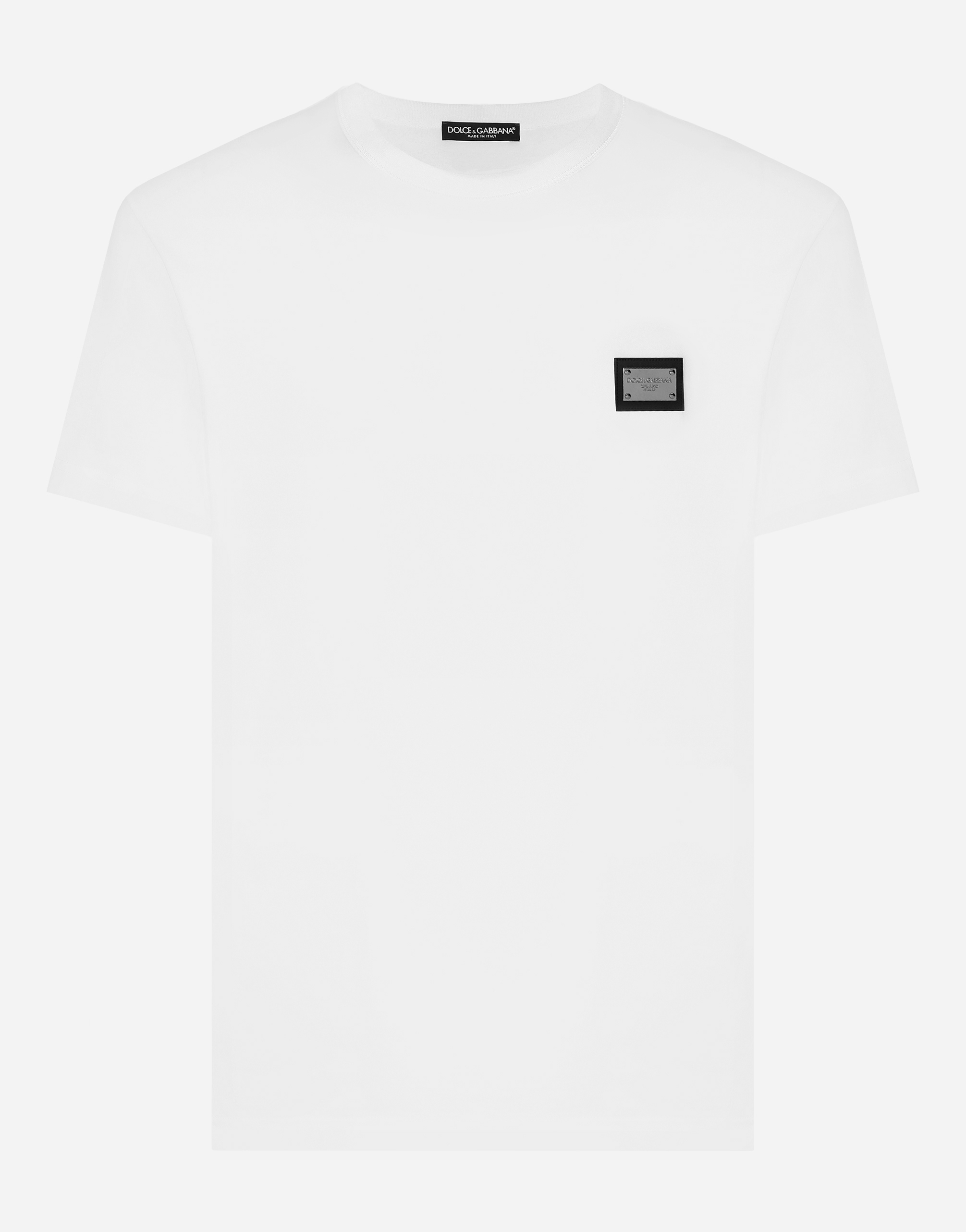 Cotton T-shirt with branded tag in White