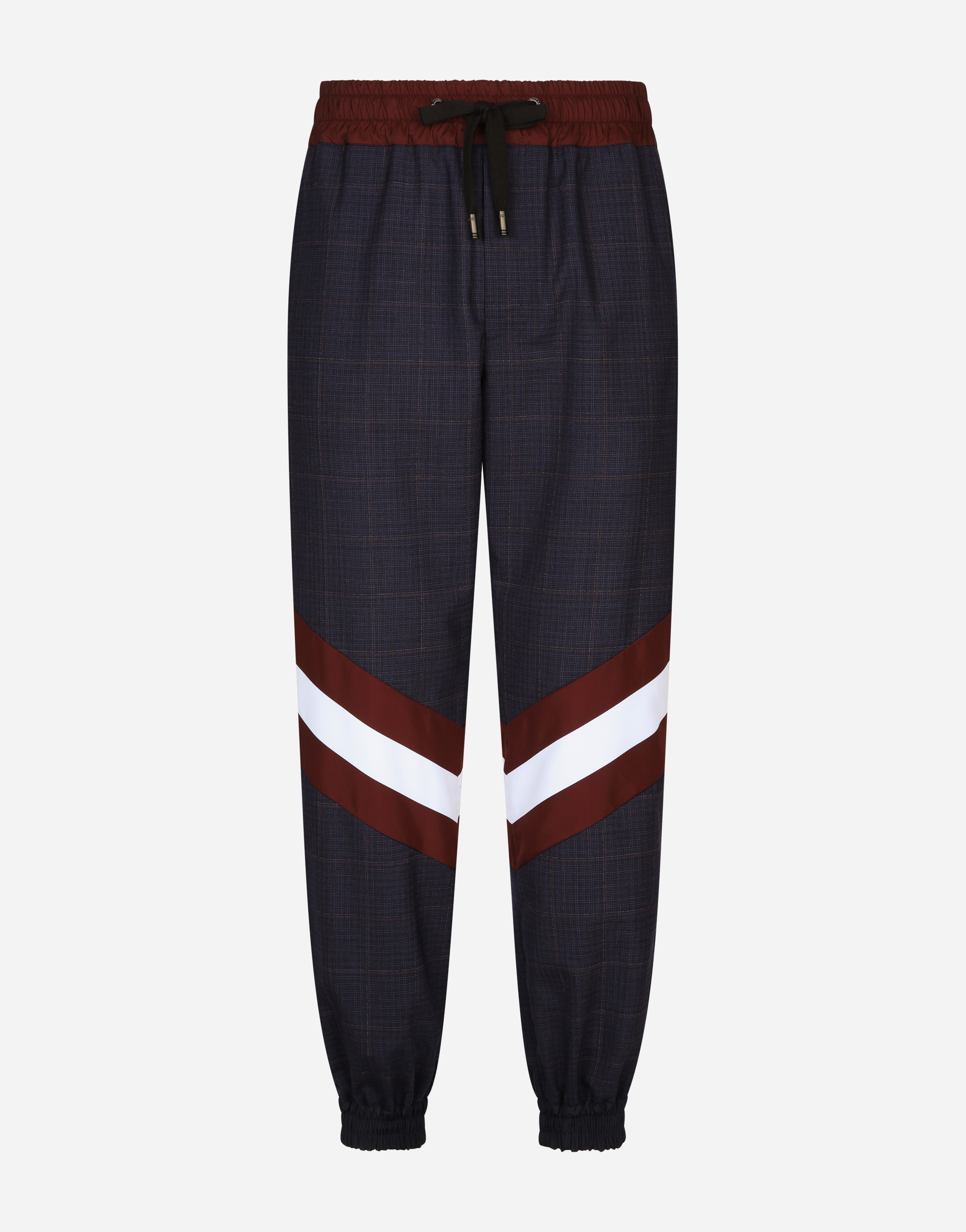 Checked wool jogging pants with DG patch in Multicolor