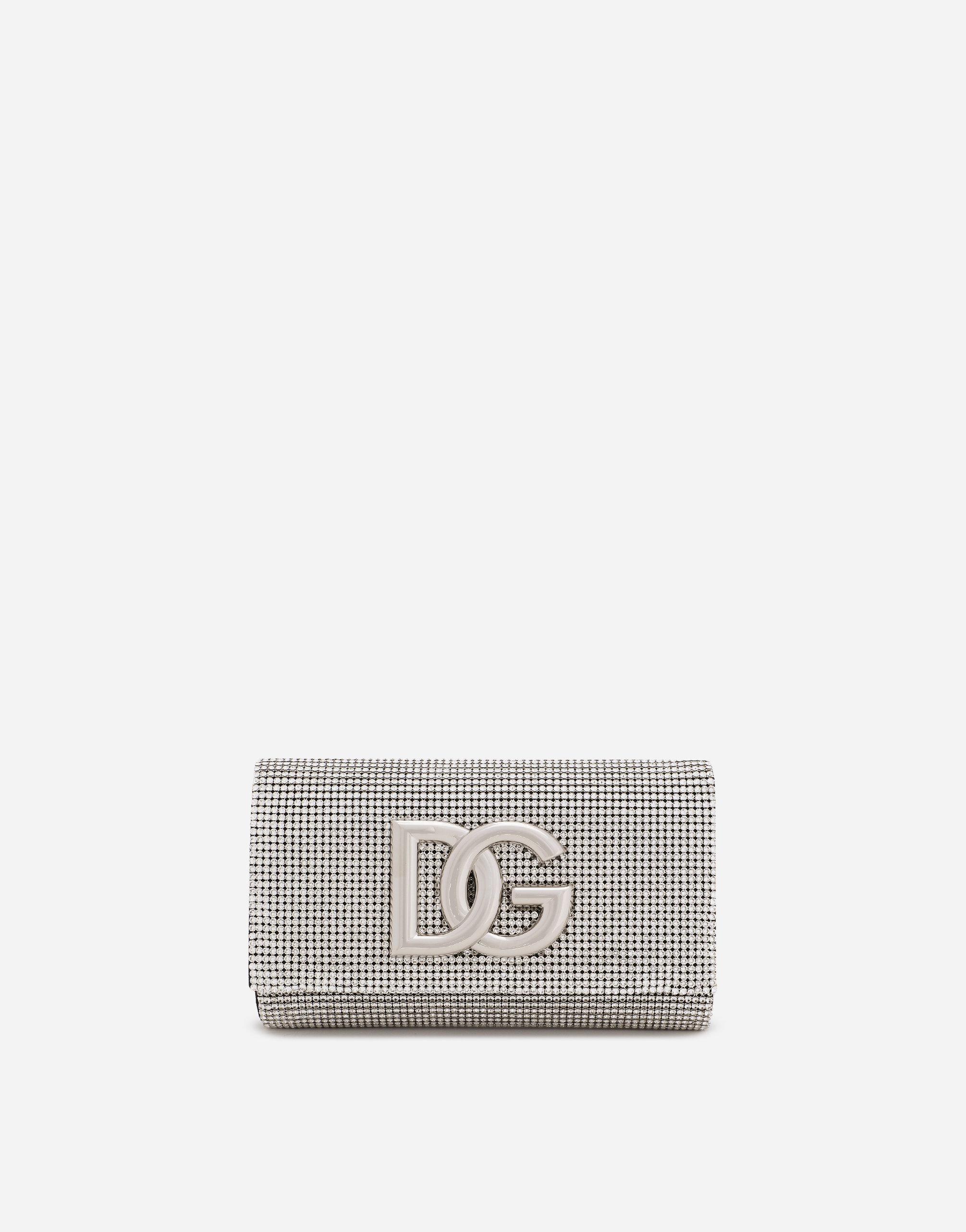 DG logo bag in crystal mesh in Silver