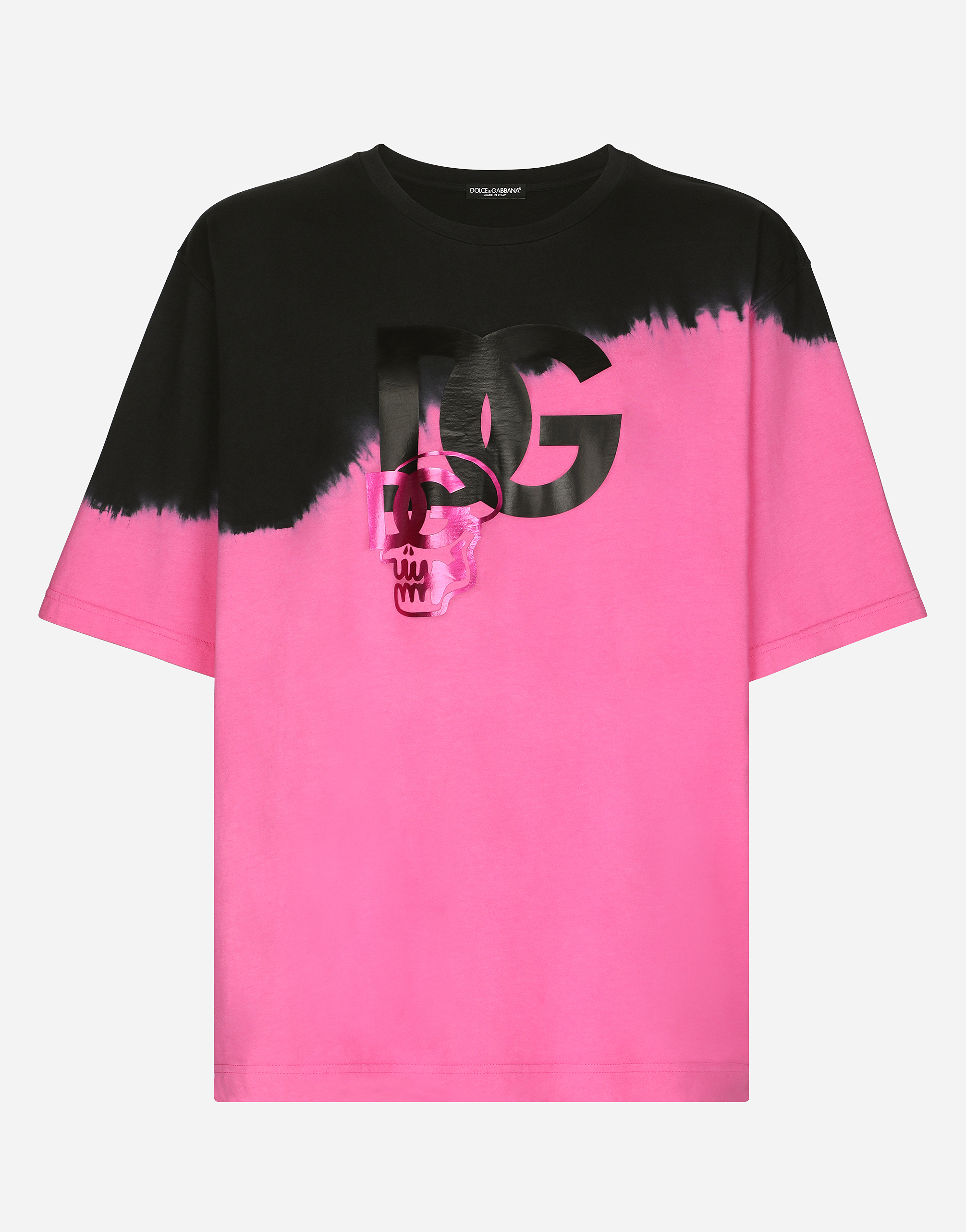 Tie-dye cotton T-shirt with DG logo print in Multicolor