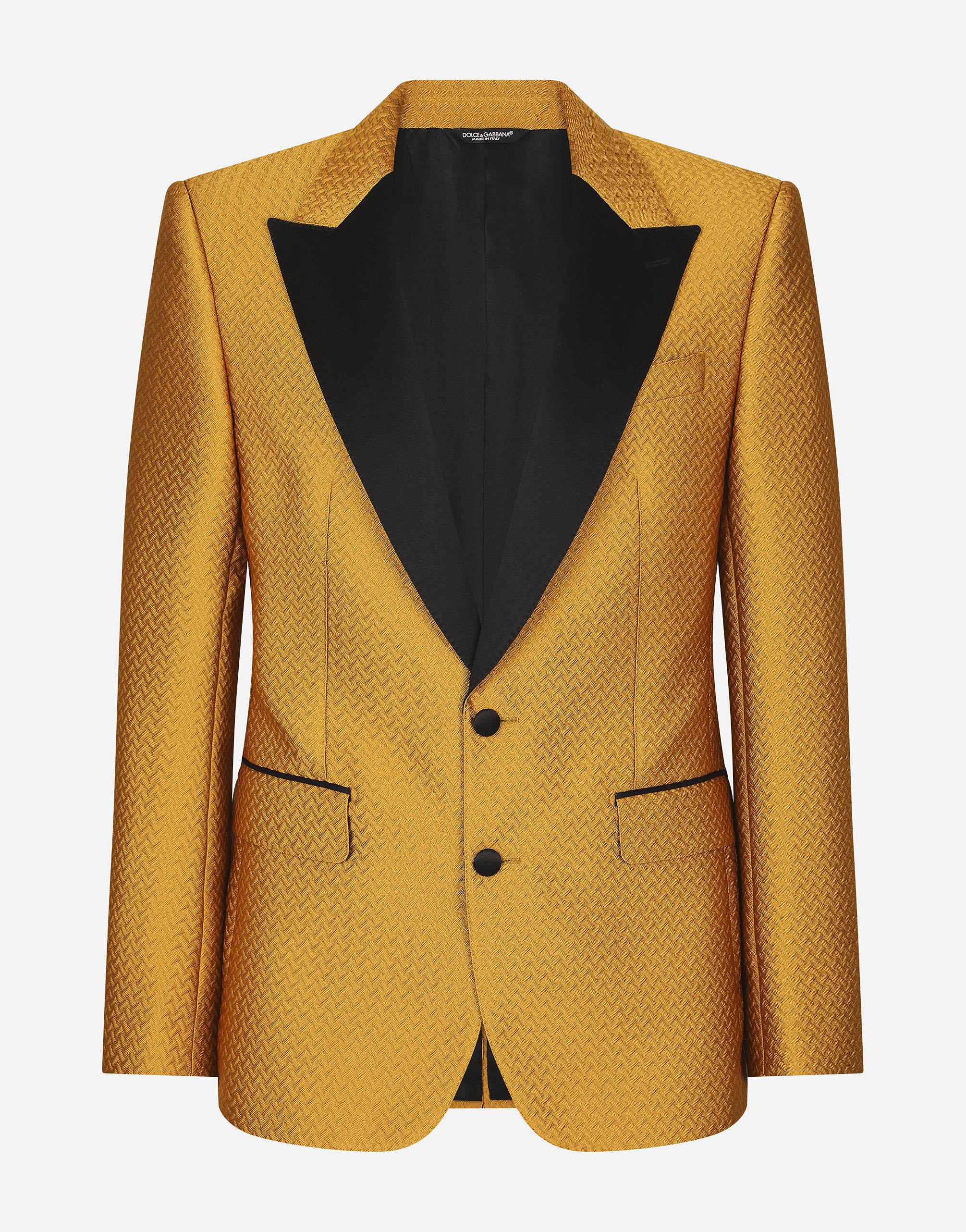 Herringbone jacquard Sicilia-fit tuxedo suit in Yellow