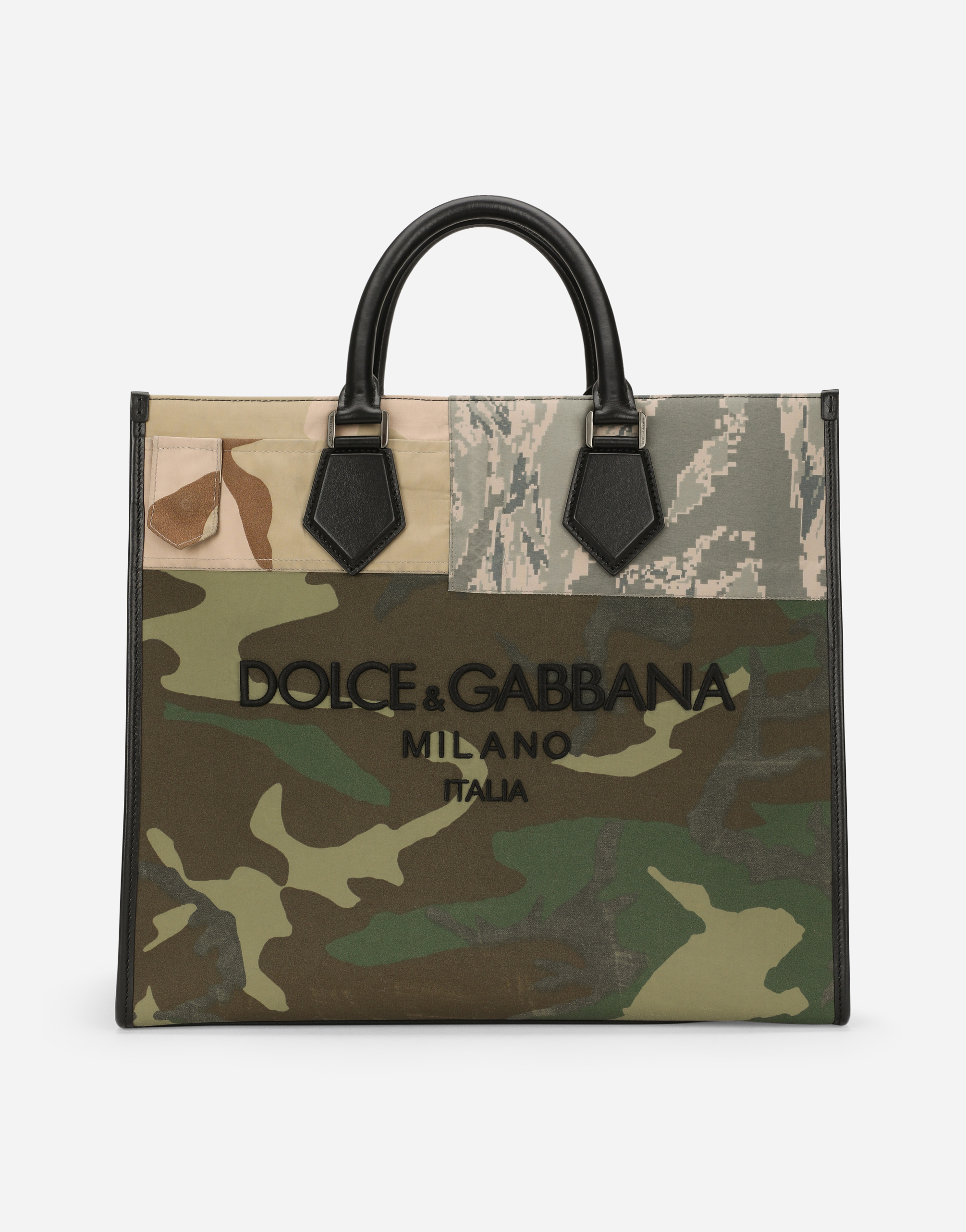 Camouflage patchwork shopper in Multicolor