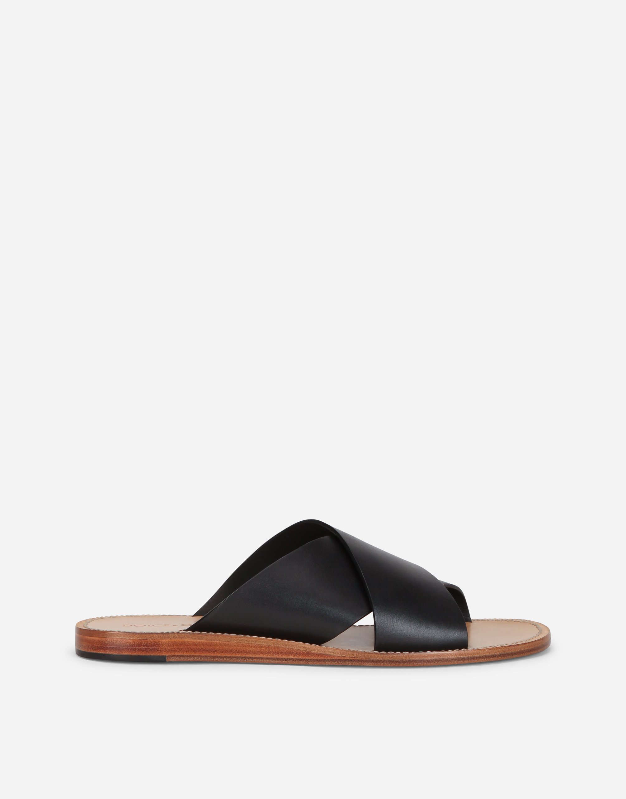 Calfskin pantheon sandals in Black