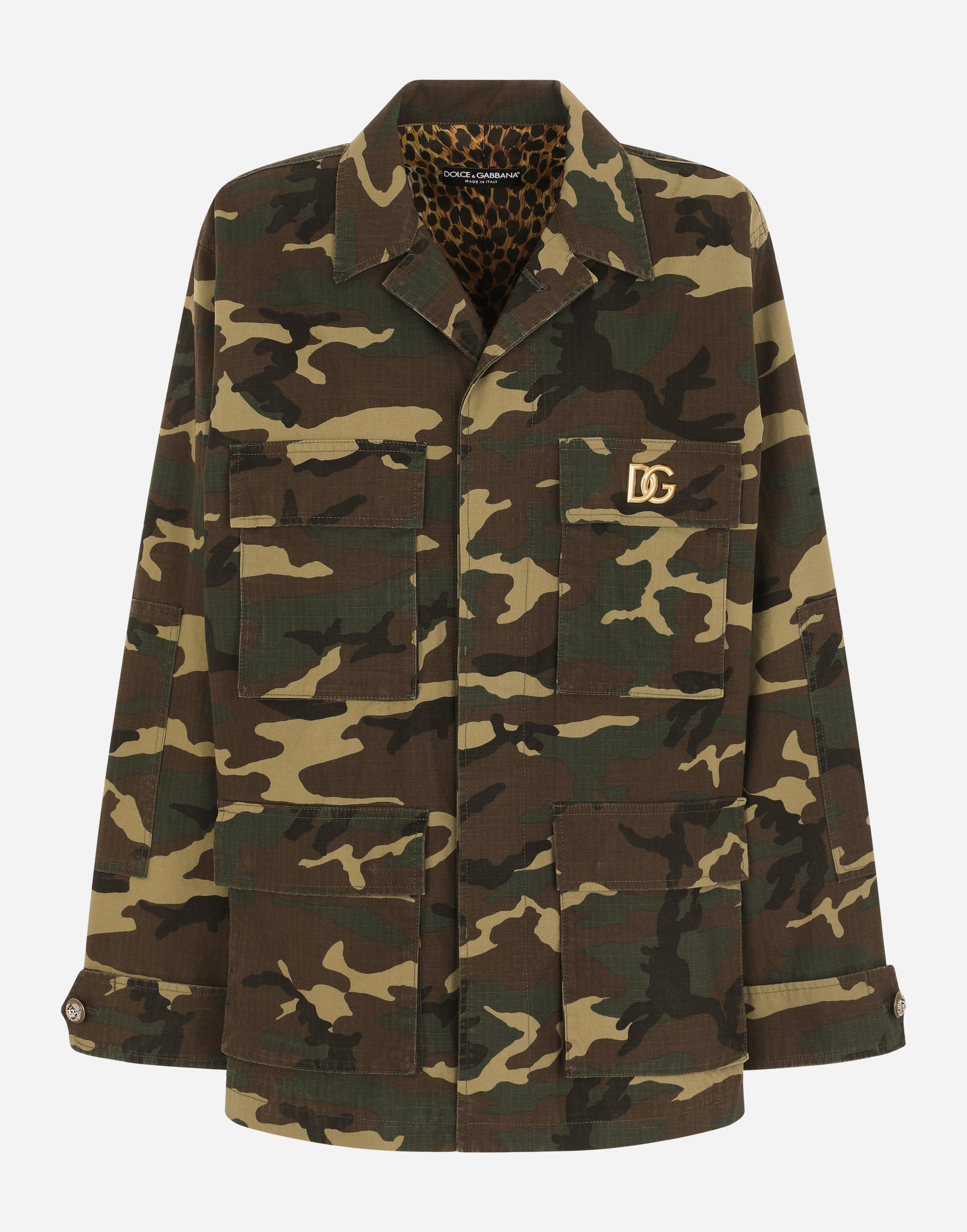 Camouflage-print cotton safari jacket in Multicolor