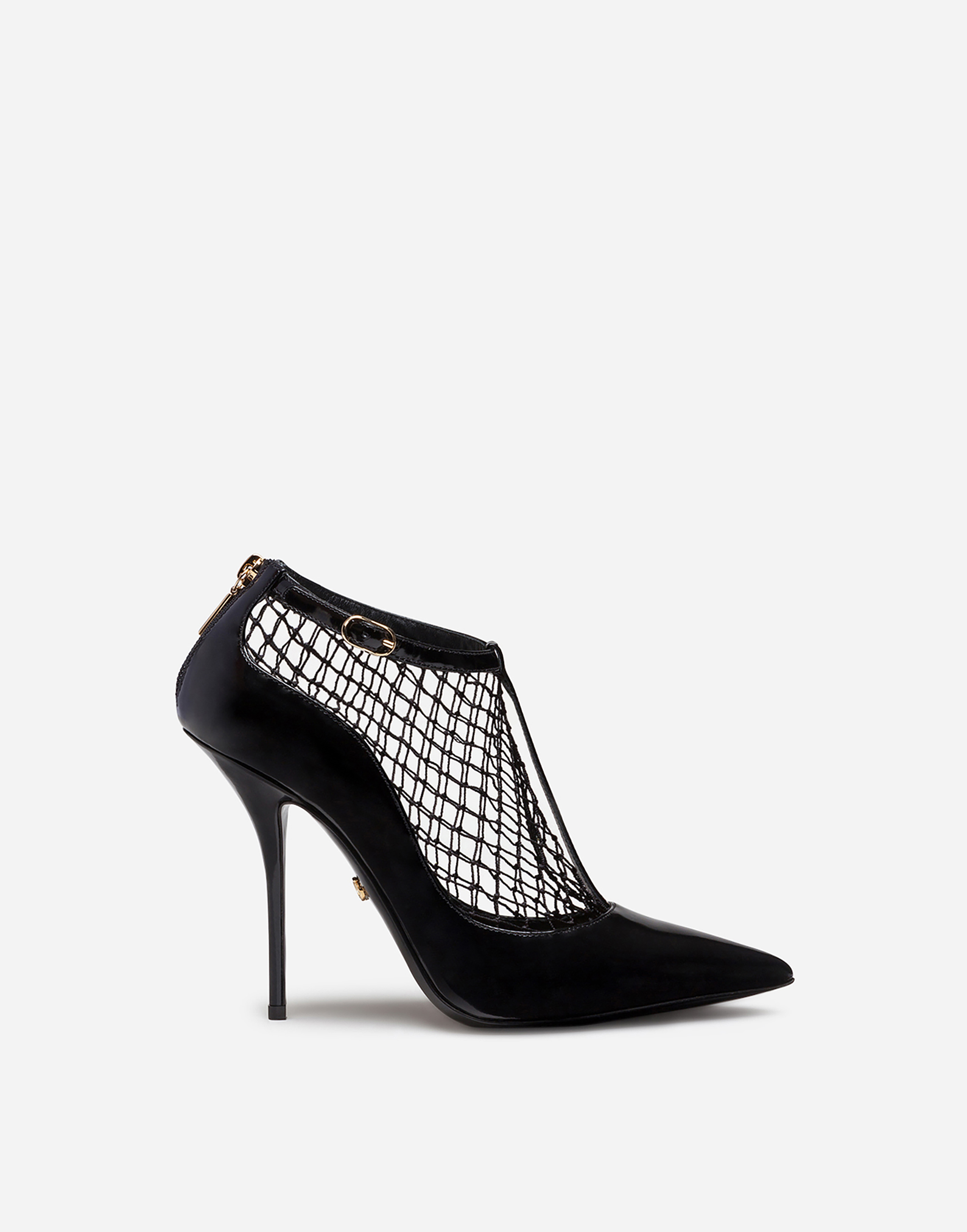 Mesh t-strap heels  in Black