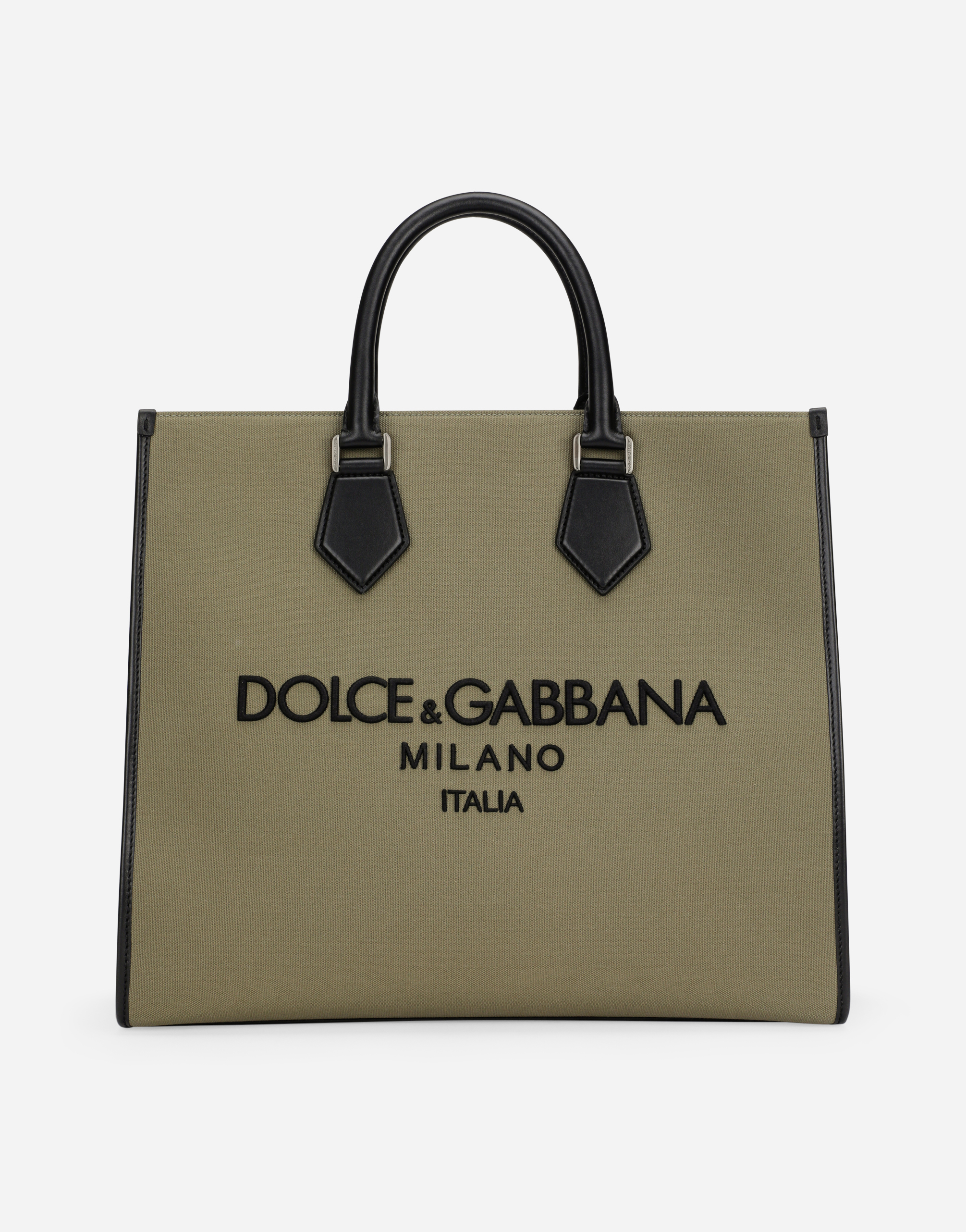 Large canvas shopper with logo in Multicolor