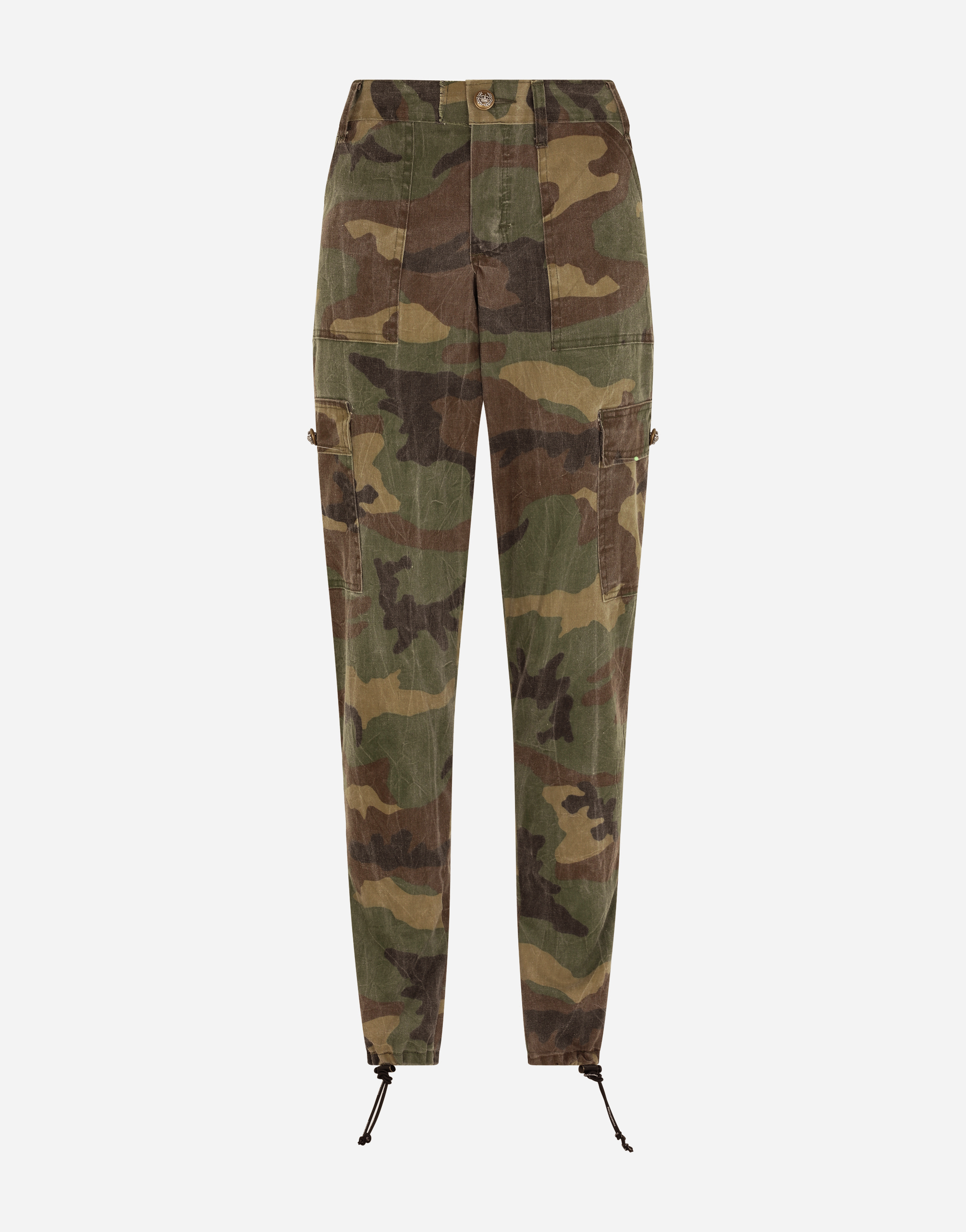 Cotton cargo pants with camouflage print in Multicolor