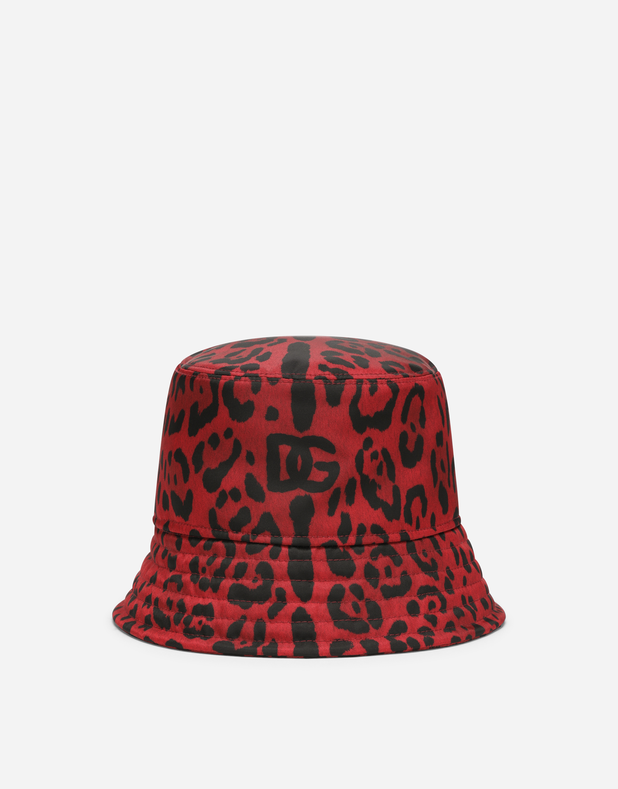Nylon bucket hat with leopard print in Multicolor