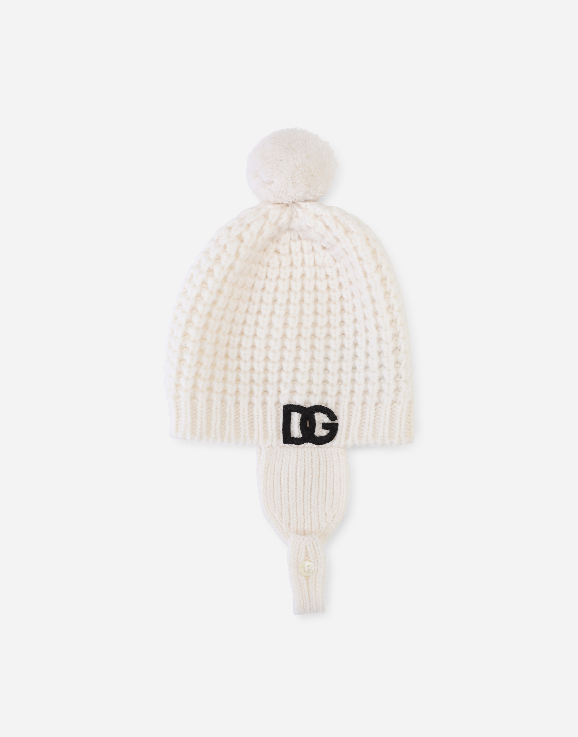 Knit hat with DG logo in White