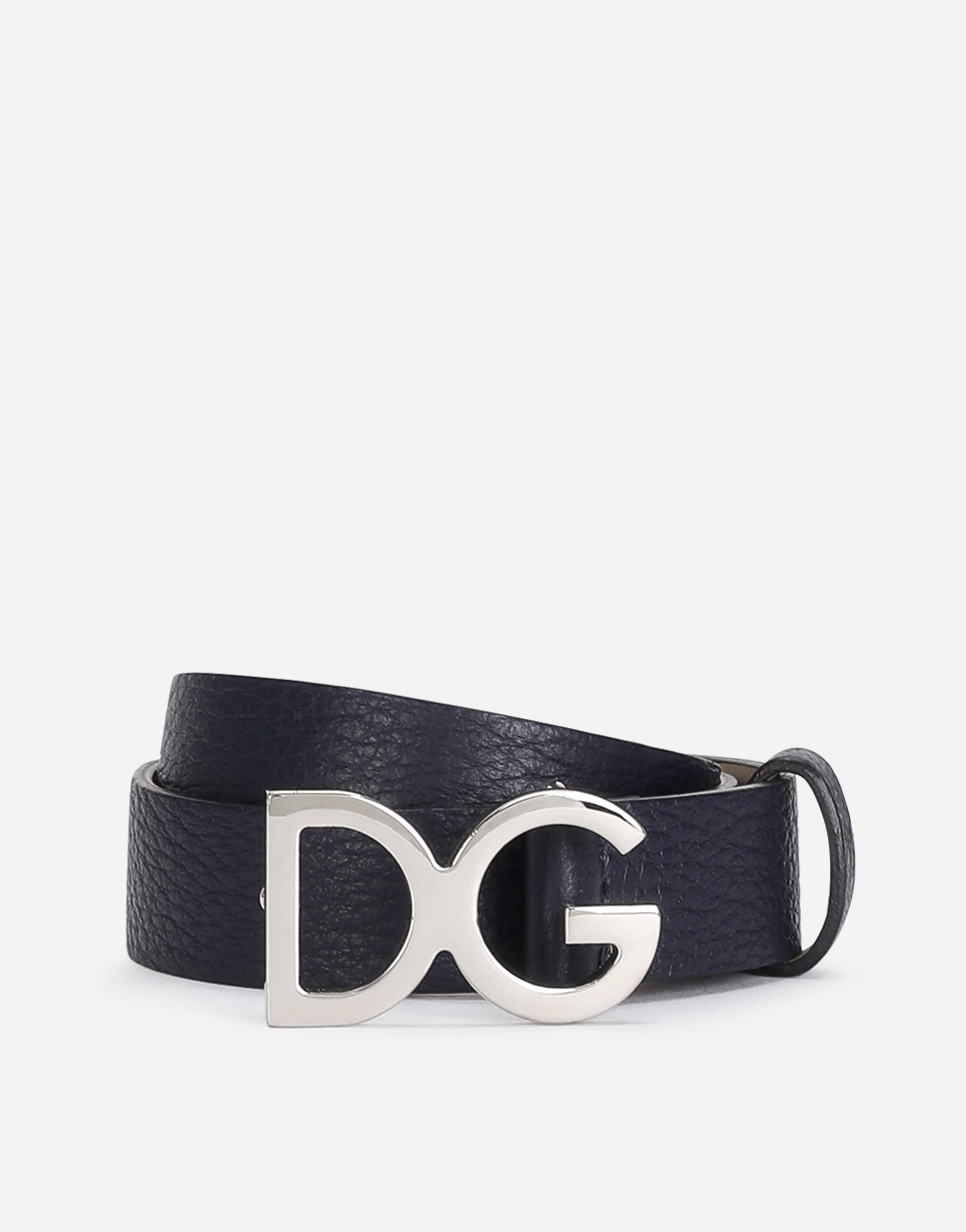 Deerskin belt with DG buckle in Blue