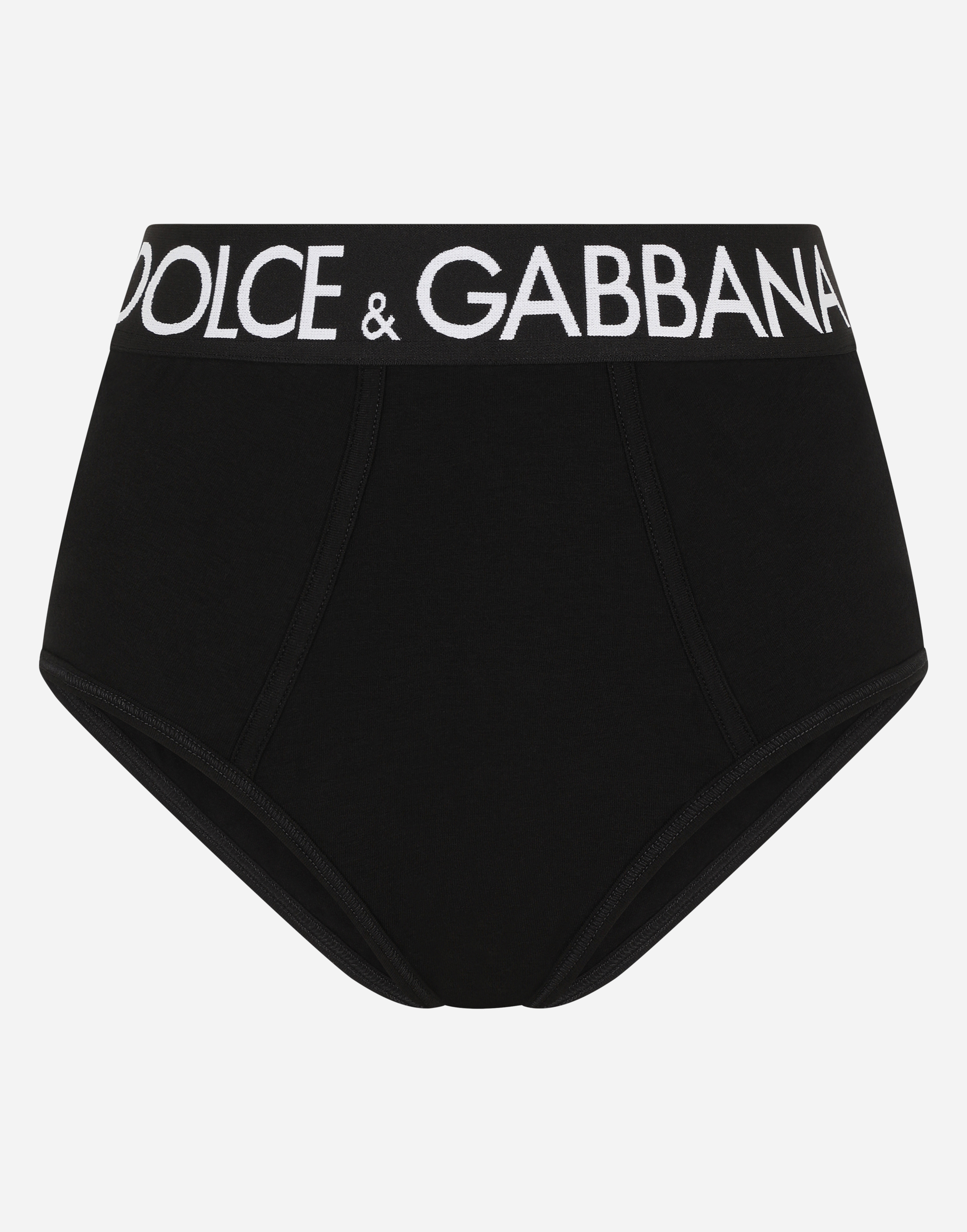 High-waisted briefs with branded elastic in Black