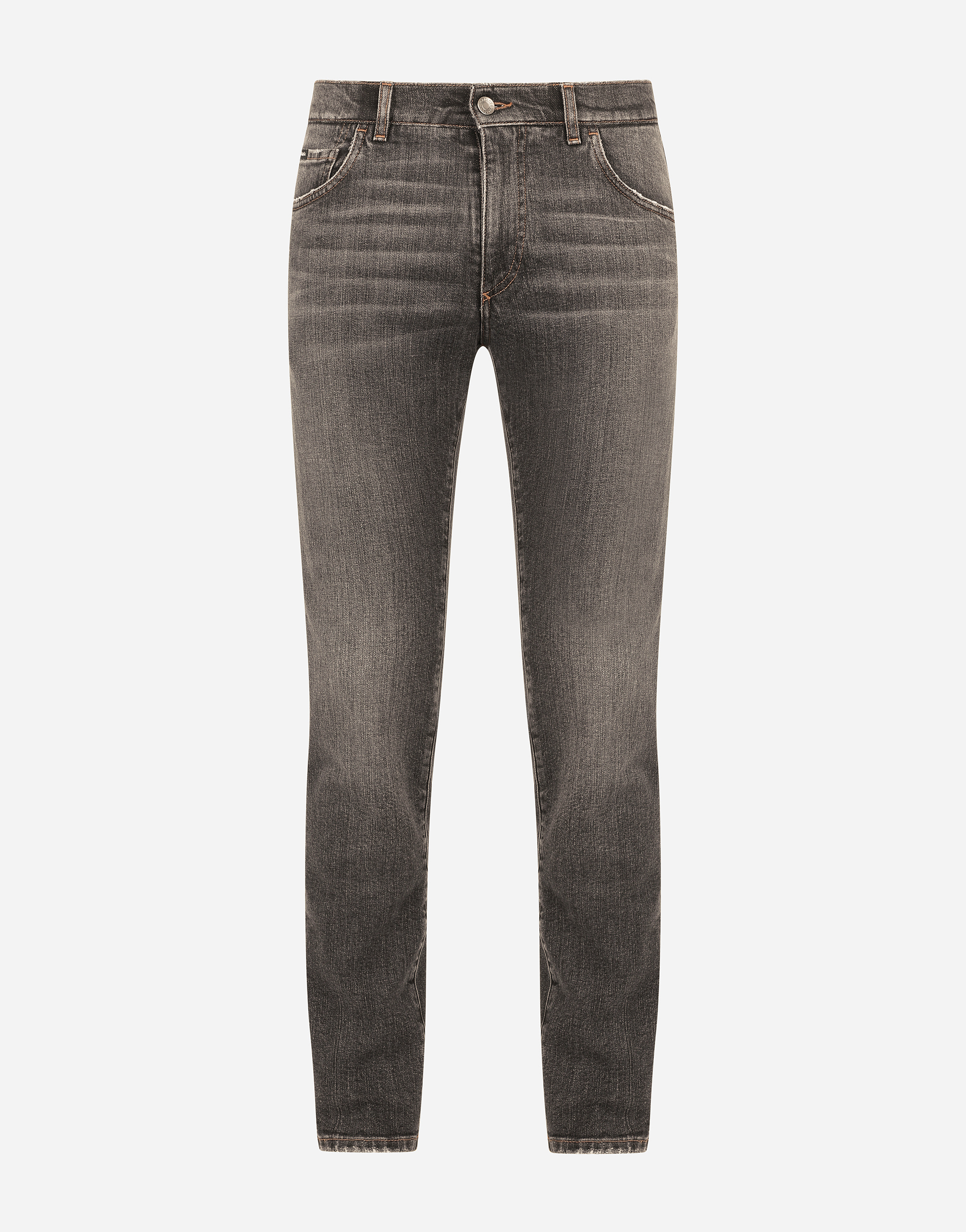 Gray wash slim-fit stretch jeans in Multicolor