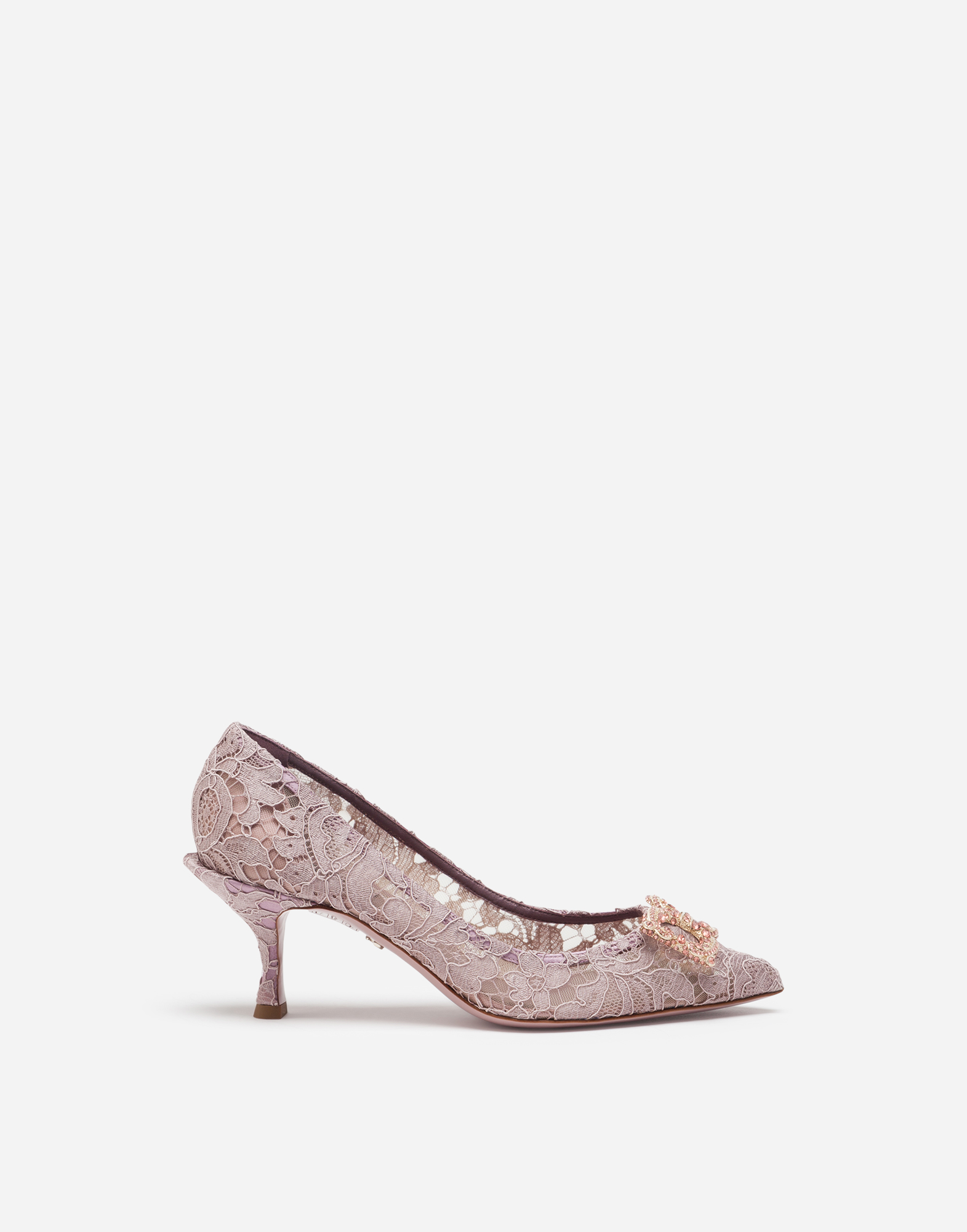 Taormina lace pumps with DG Amore logo in Pink