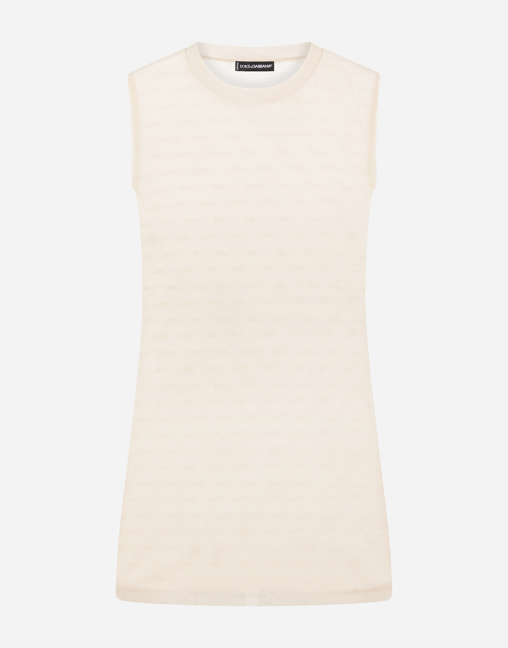 Jacquard tulle tank top in Pale Pink