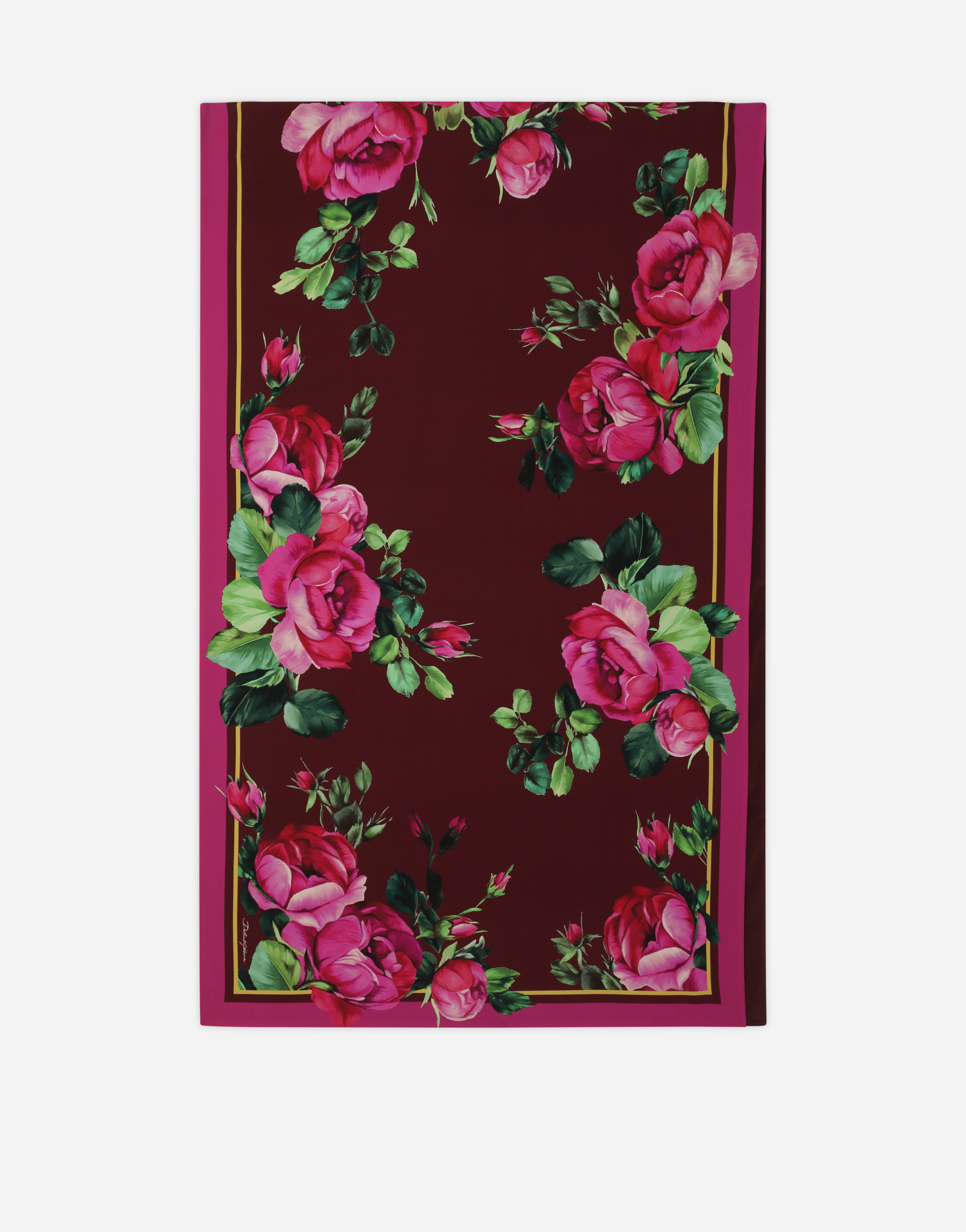 Rose-print charmeuse hijab in Multicolor