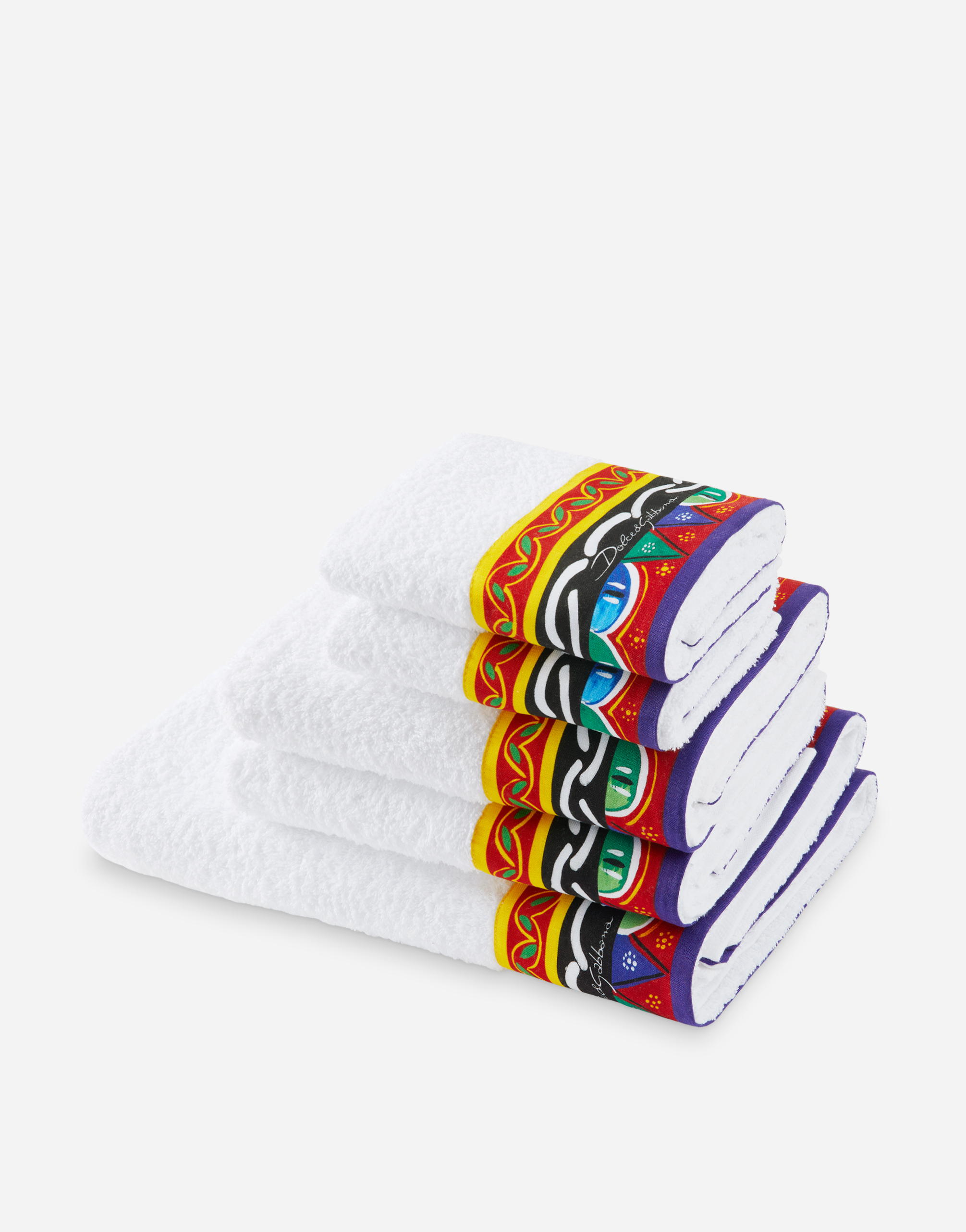 Set of 5 Terry Cotton  Towels in Multicolor
