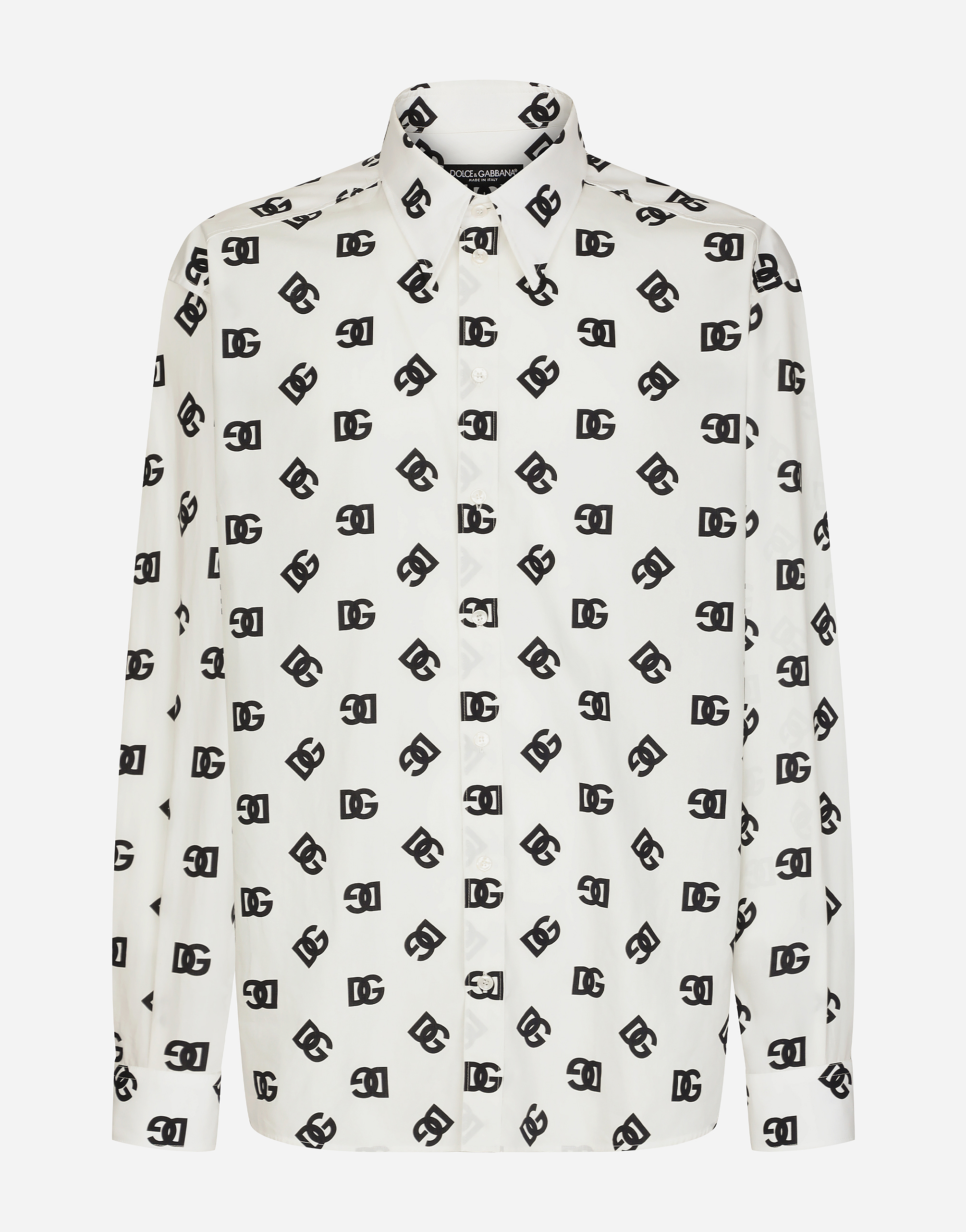 Oversize cotton shirt with DG Monogram print in Multicolor