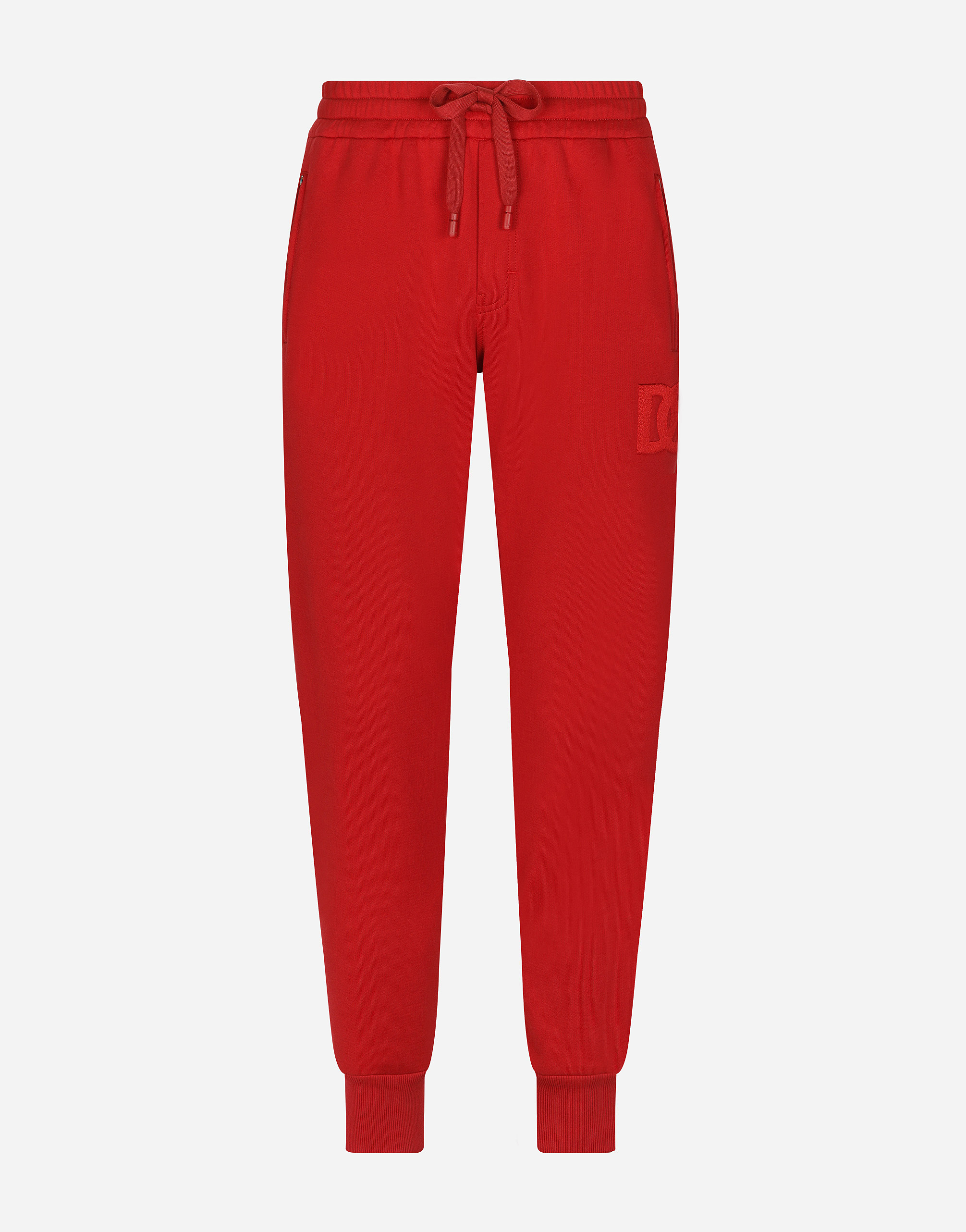 Jersey jogging pants with DG embroidery in Red