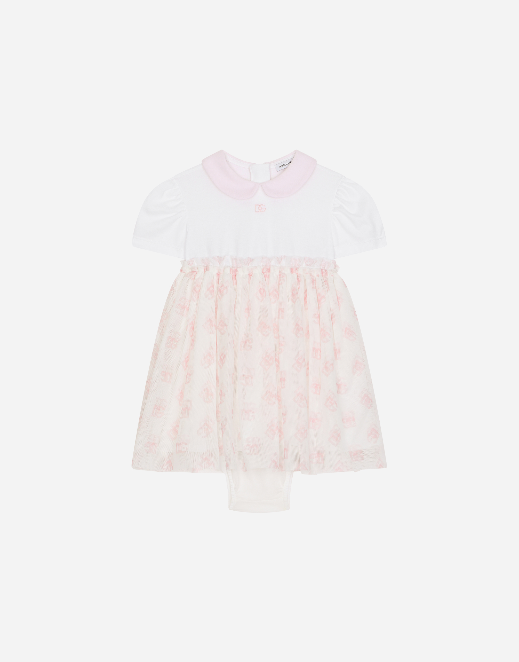 Dolce & Gabbana Babies' Dg Logo-print Tulle And Jersey Dress In Multicolor