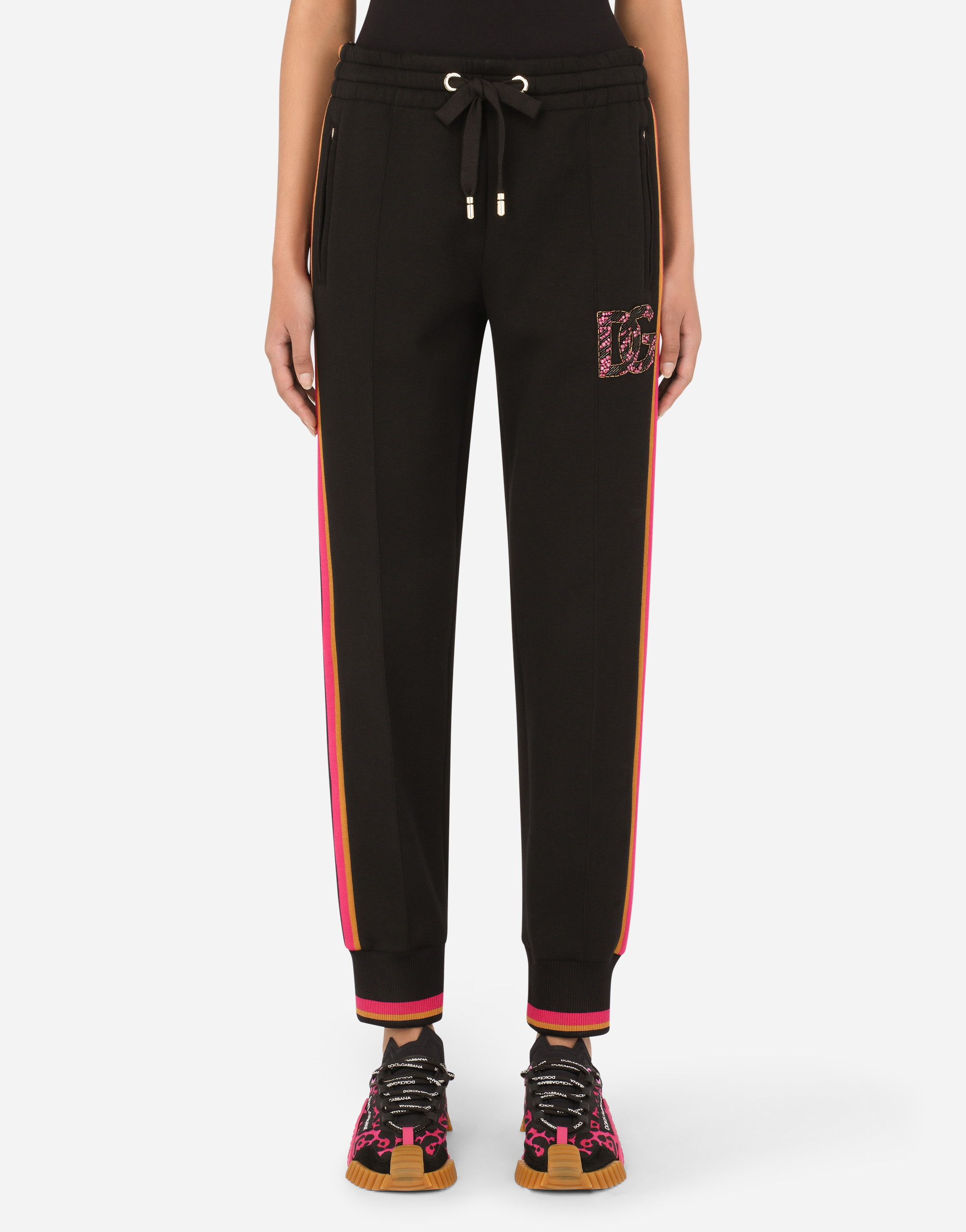 Cotton joggers with patch in Black
