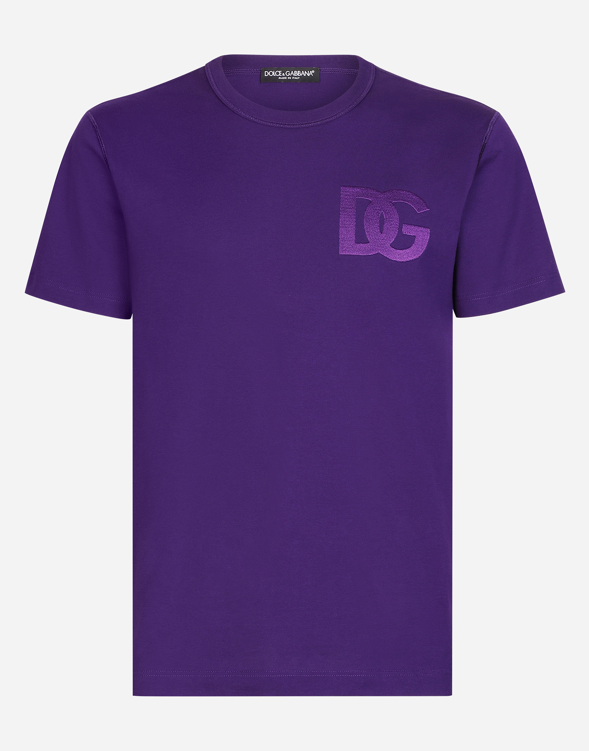 Cotton T-shirt with DG embroidery in Purple