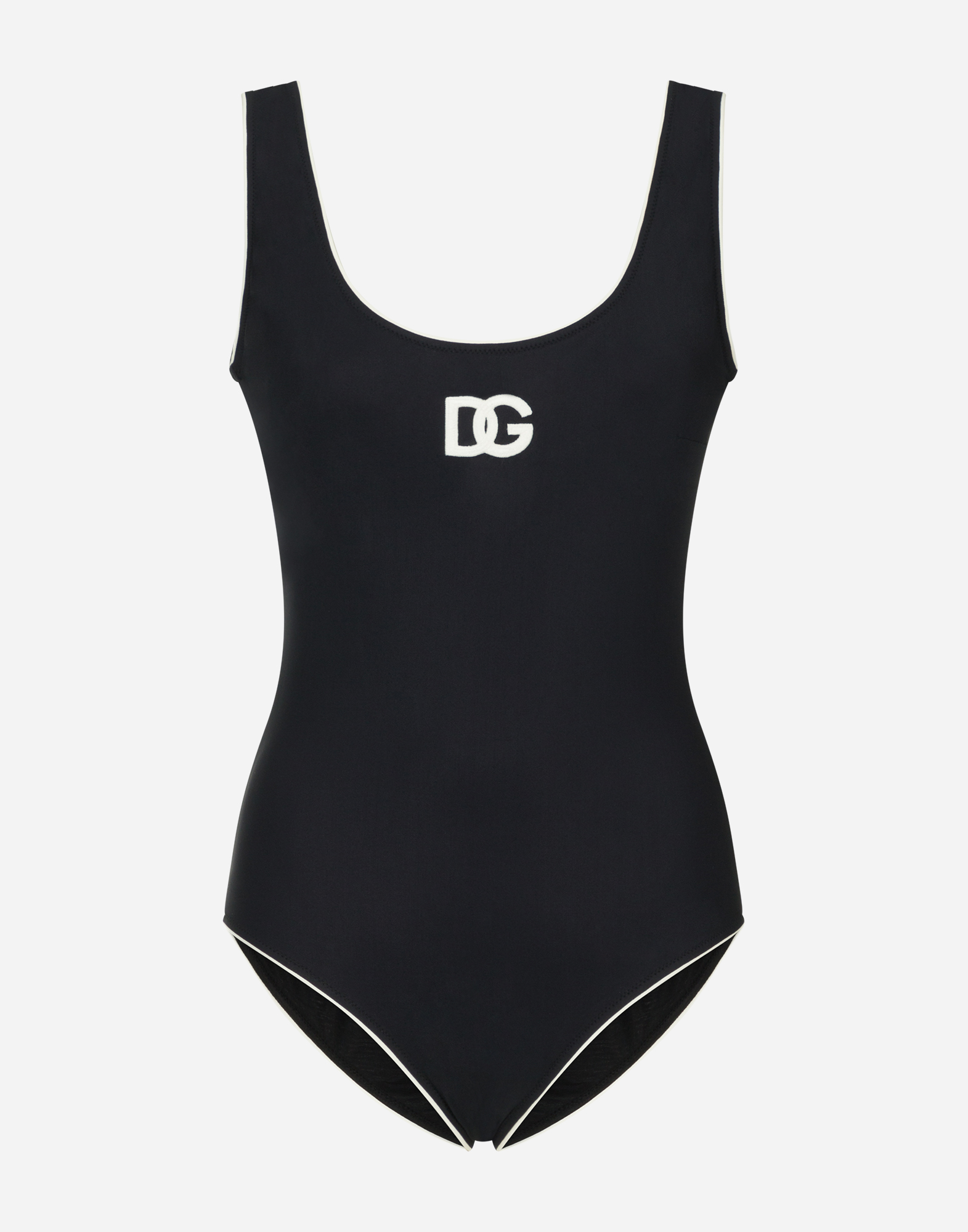 Olympic one-piece swimsuit with logo in Black/White