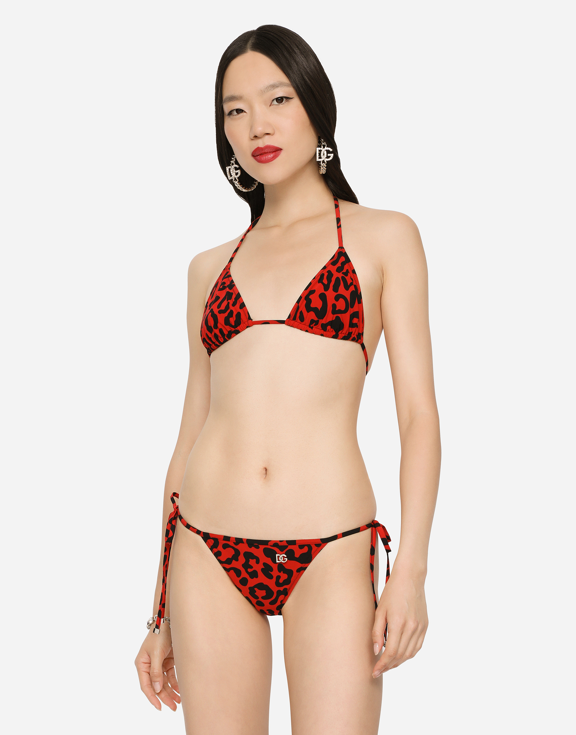 kamp Verward temperatuur Leopard-print triangle bikini in Multicolor for Women | Dolce&Gabbana®