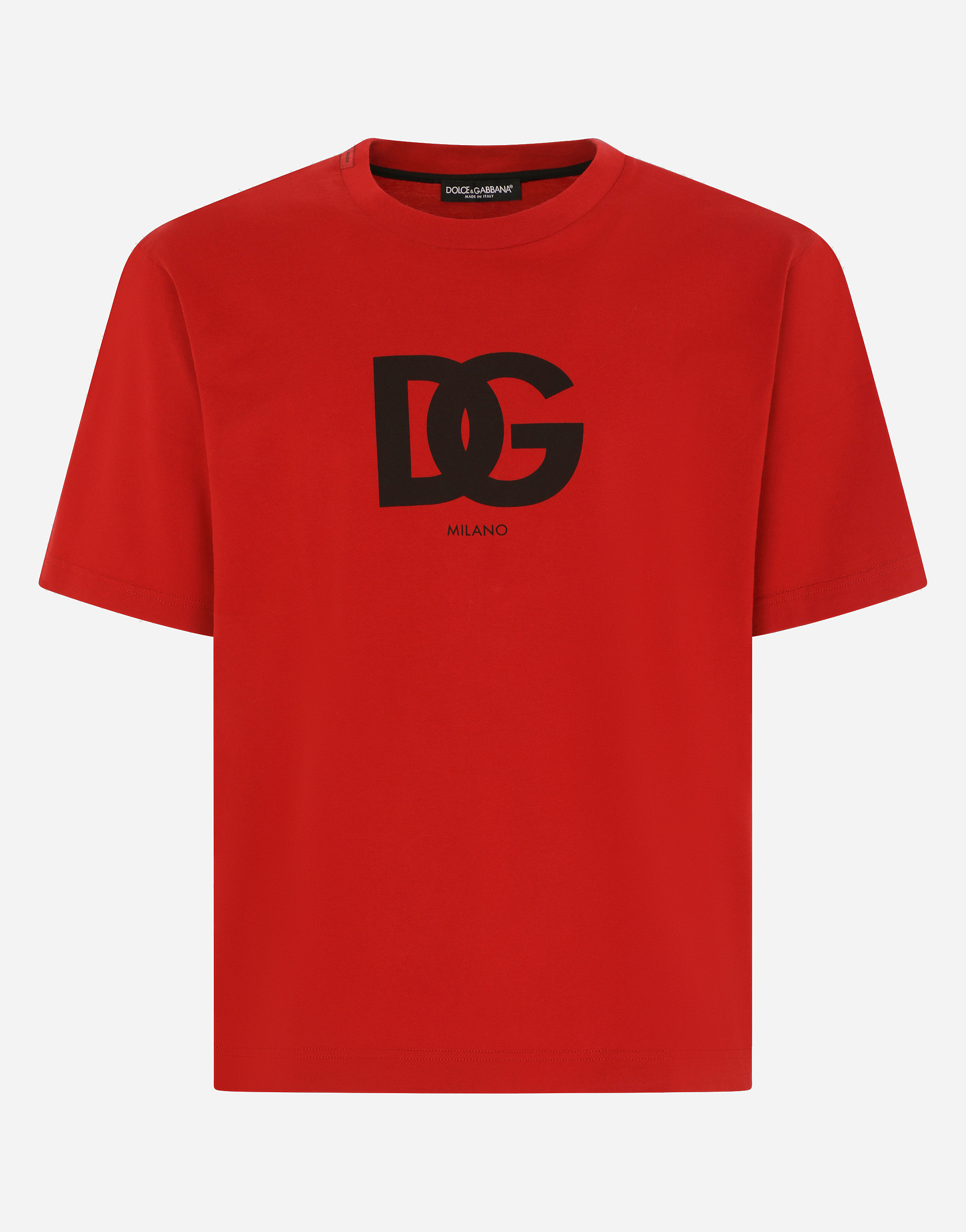 Cotton T-shirt with DG logo print in Red