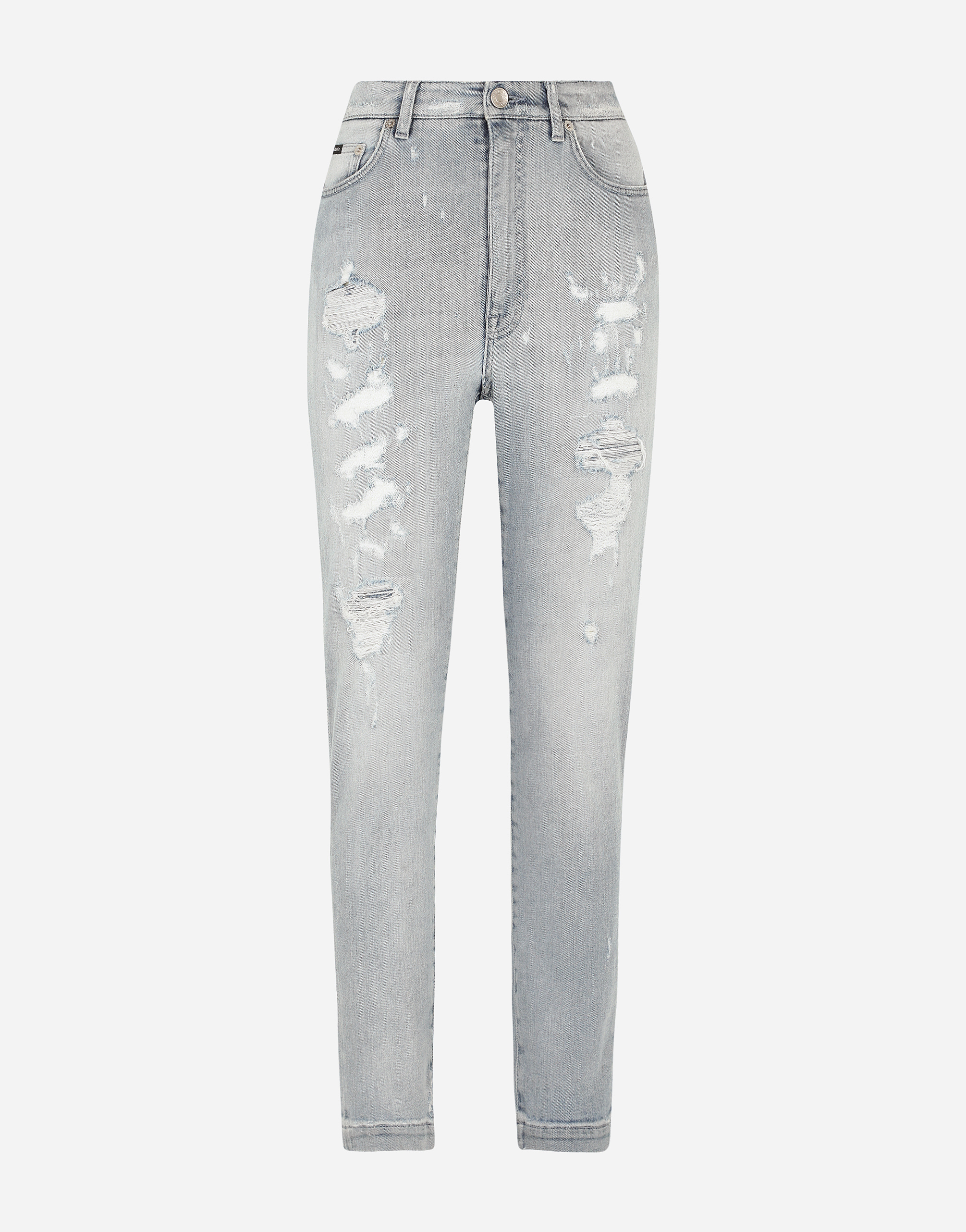 Light blue denim Grace jeans with ripped details in Multicolor
