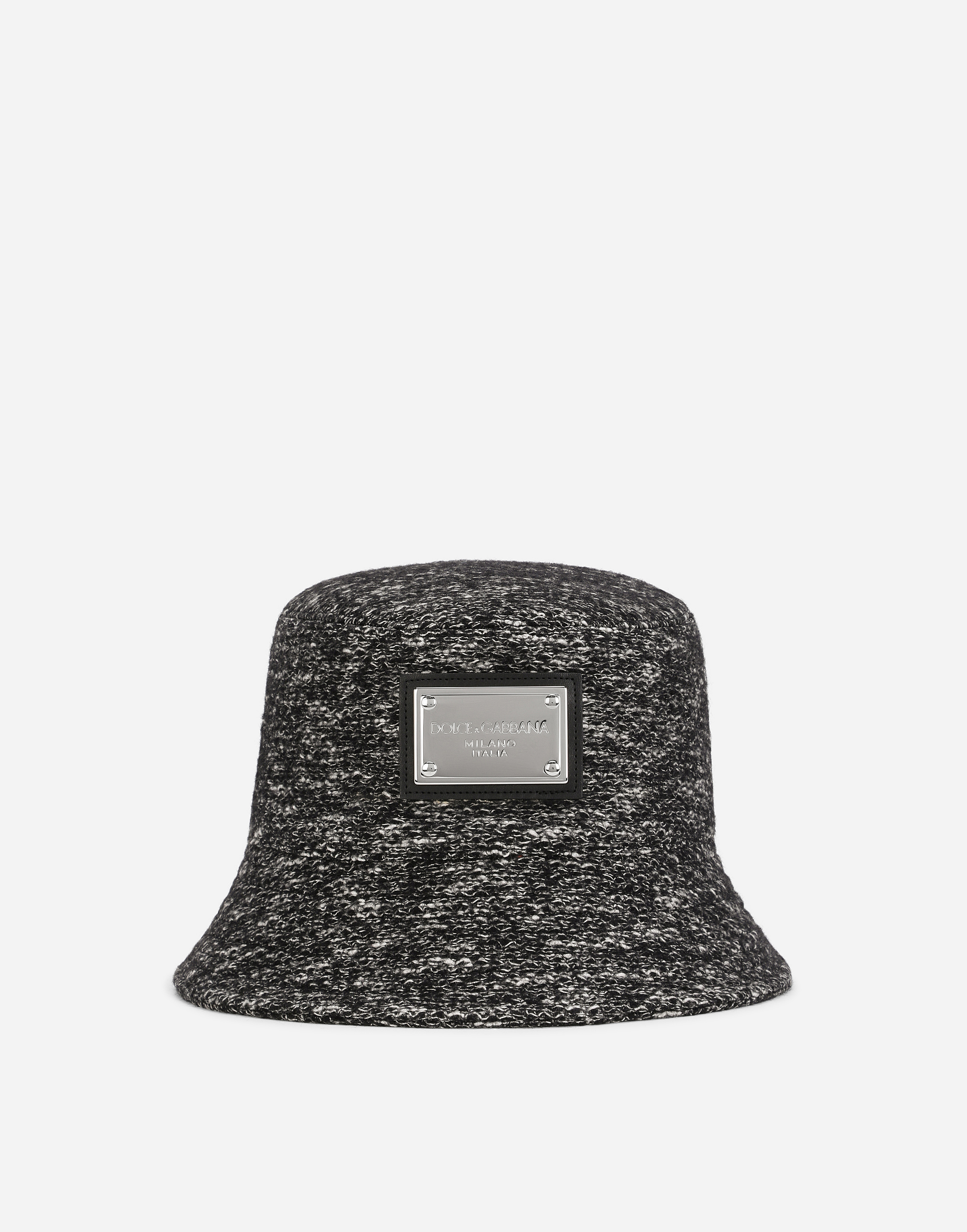 Wool bucket hat with branded plate in Multicolor
