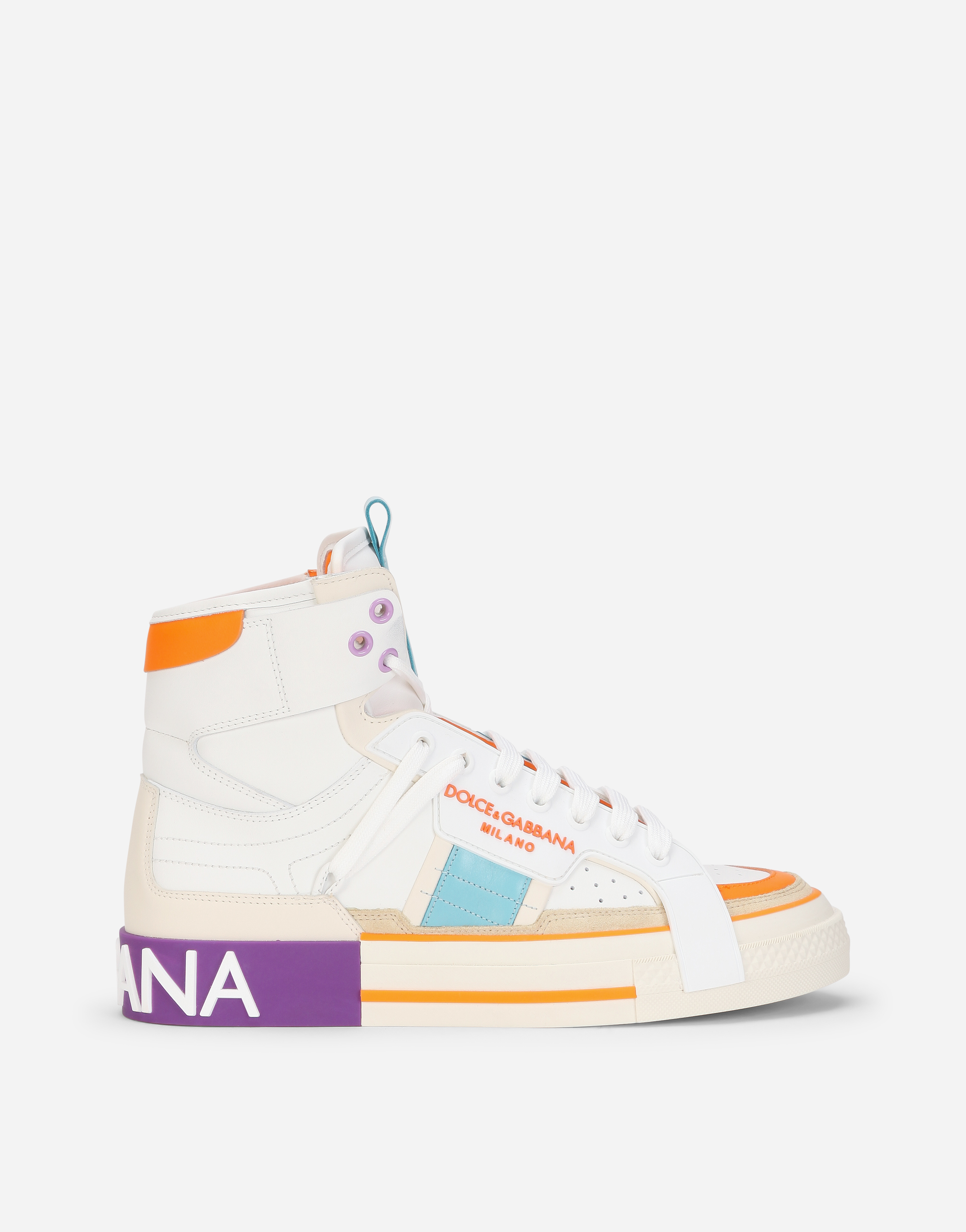 Calfskin Custom 2.Zero high-top sneakers with contrasting details in Multicolor