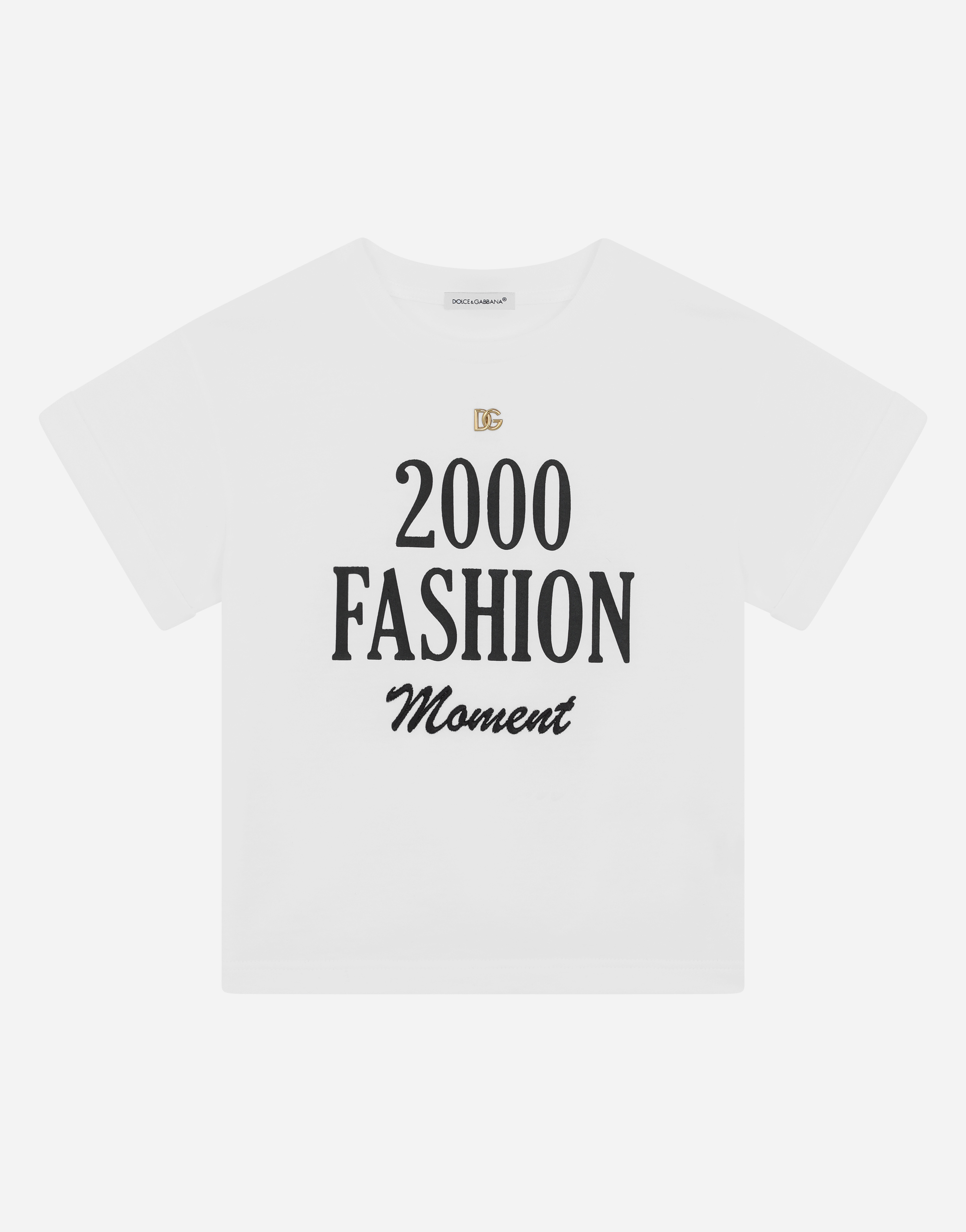 Jersey T-shirt with 2000 fashion print in White