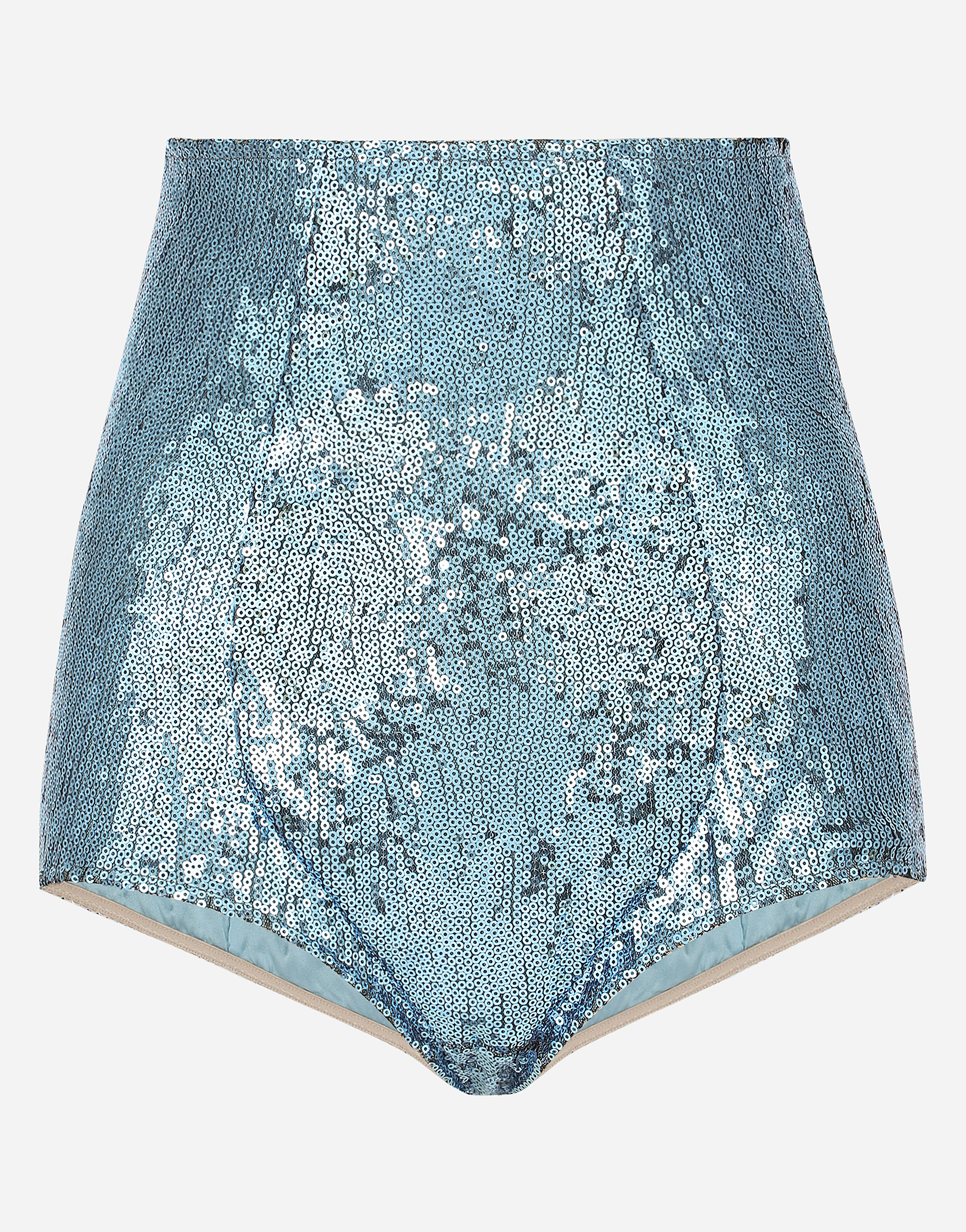 Sequined high-waisted panties in Azure
