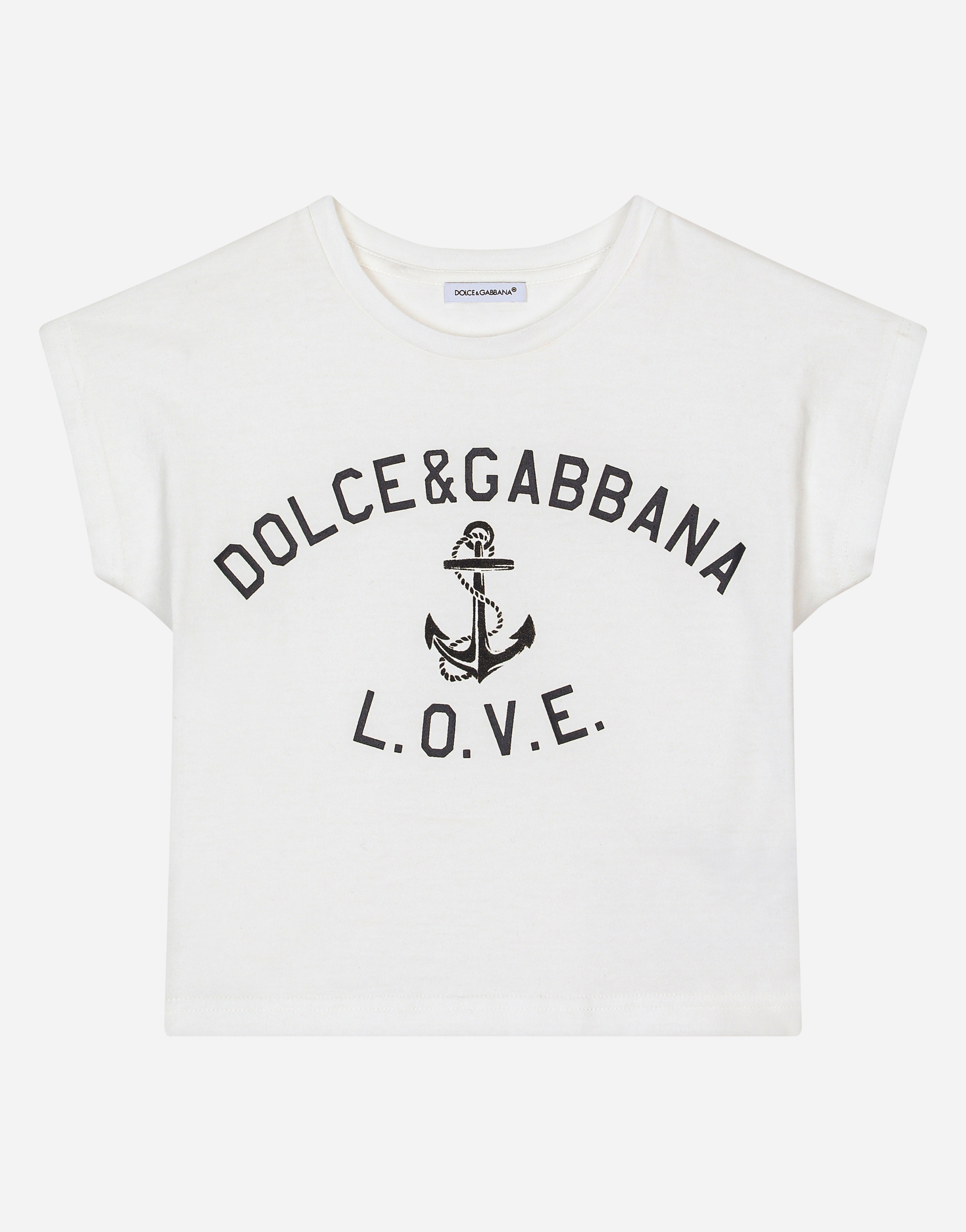 Jersey T-shirt with Dolce&Gabbana love print in White