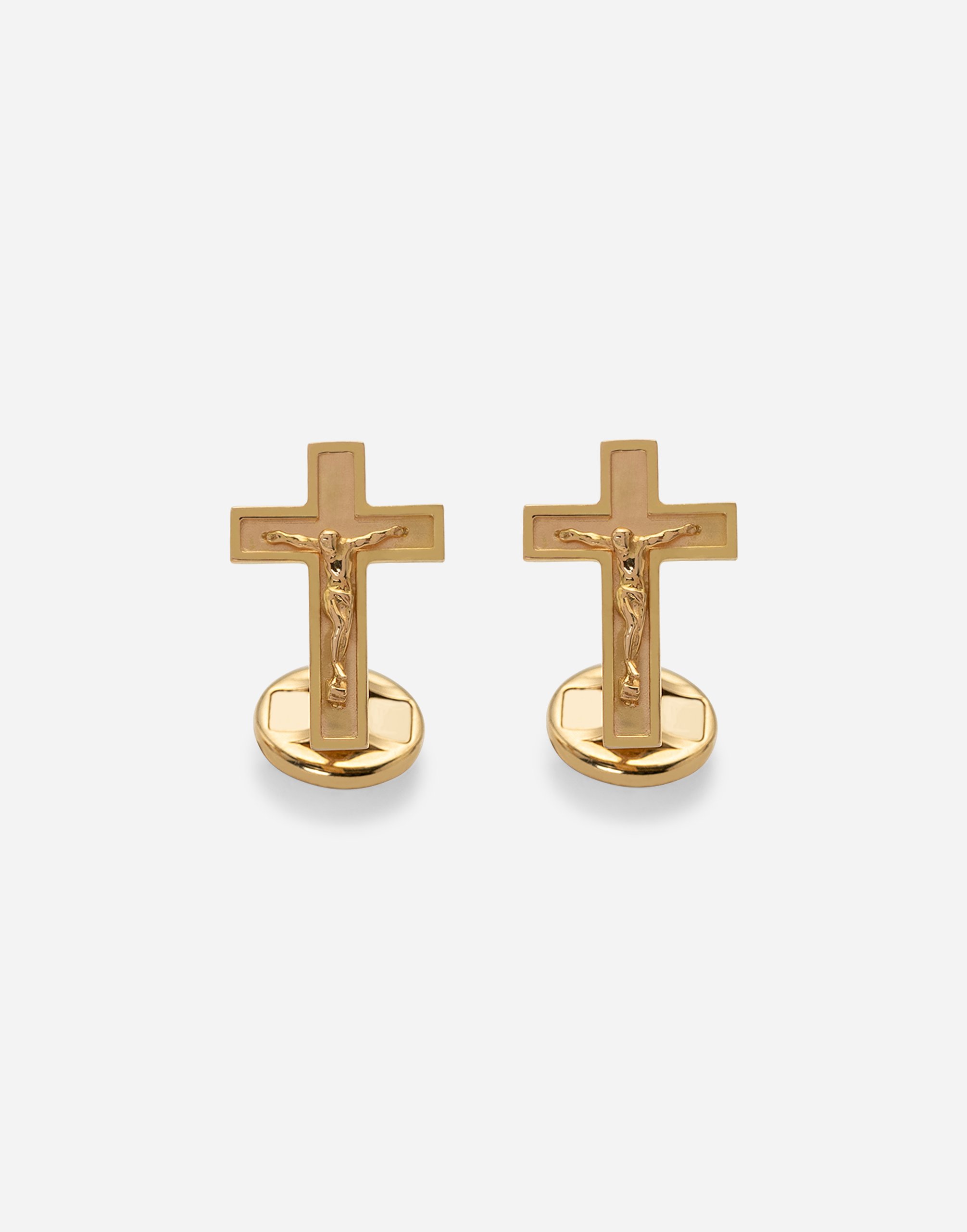 Sicily yellow gold cufflinks featuring a cross in Gold