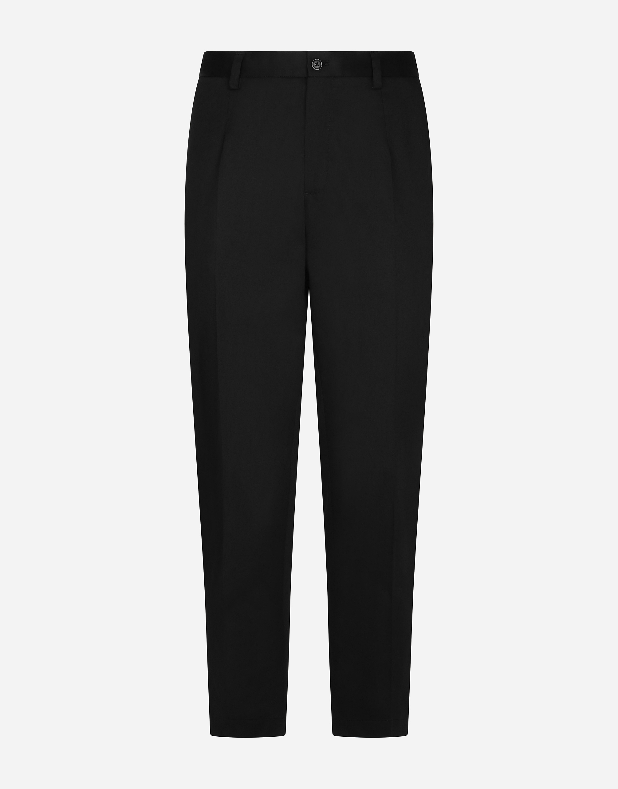 Stretch cotton pants with DG embroidery in Black