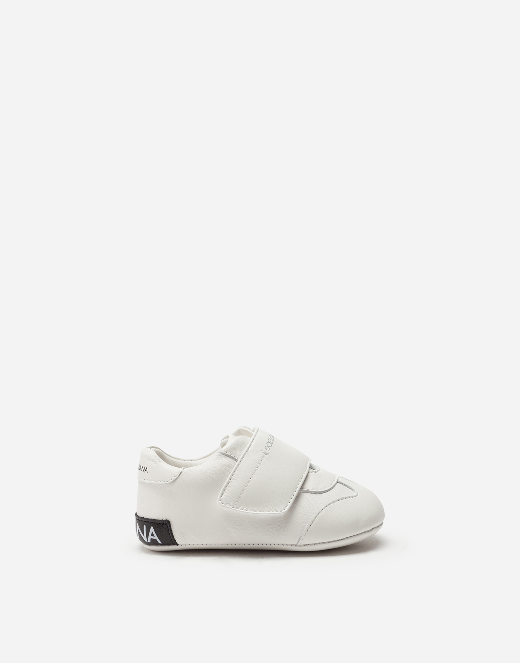 Nappa leather sneakers with heat-stamped logo in White/Silver