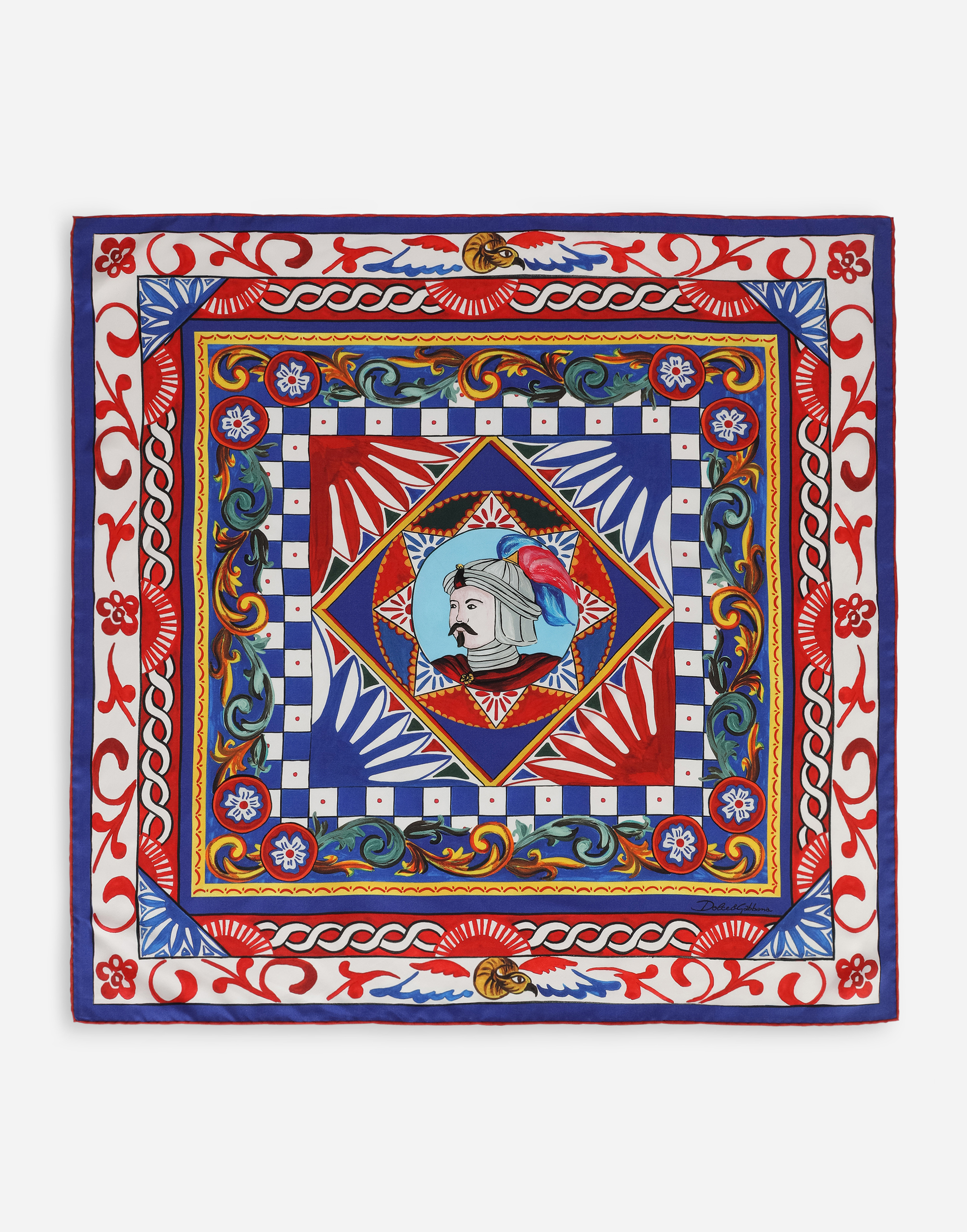 Carretto-print twill scarf (70 x 70) in Multicolor