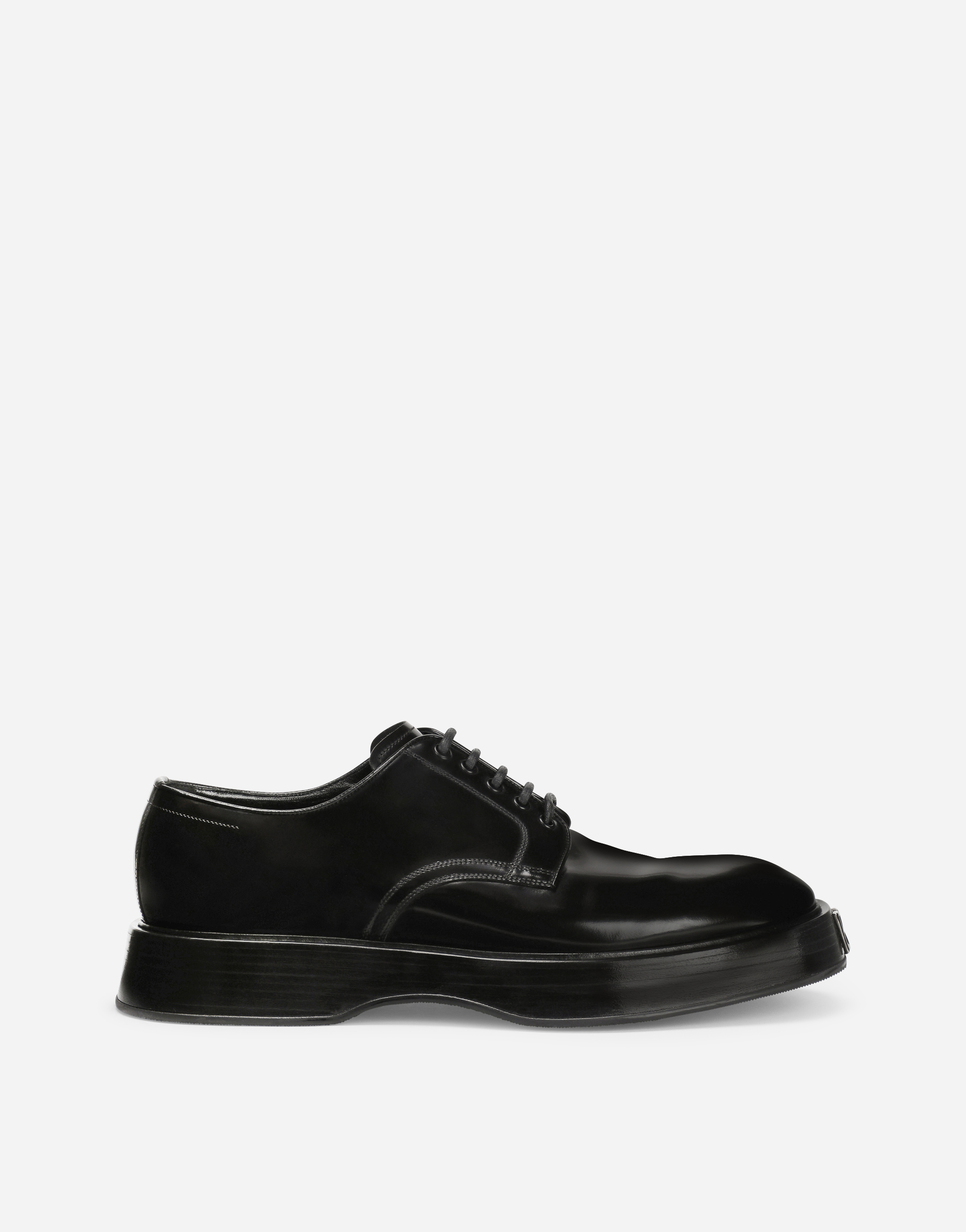 Brushed calfskin Derby shoes in Black