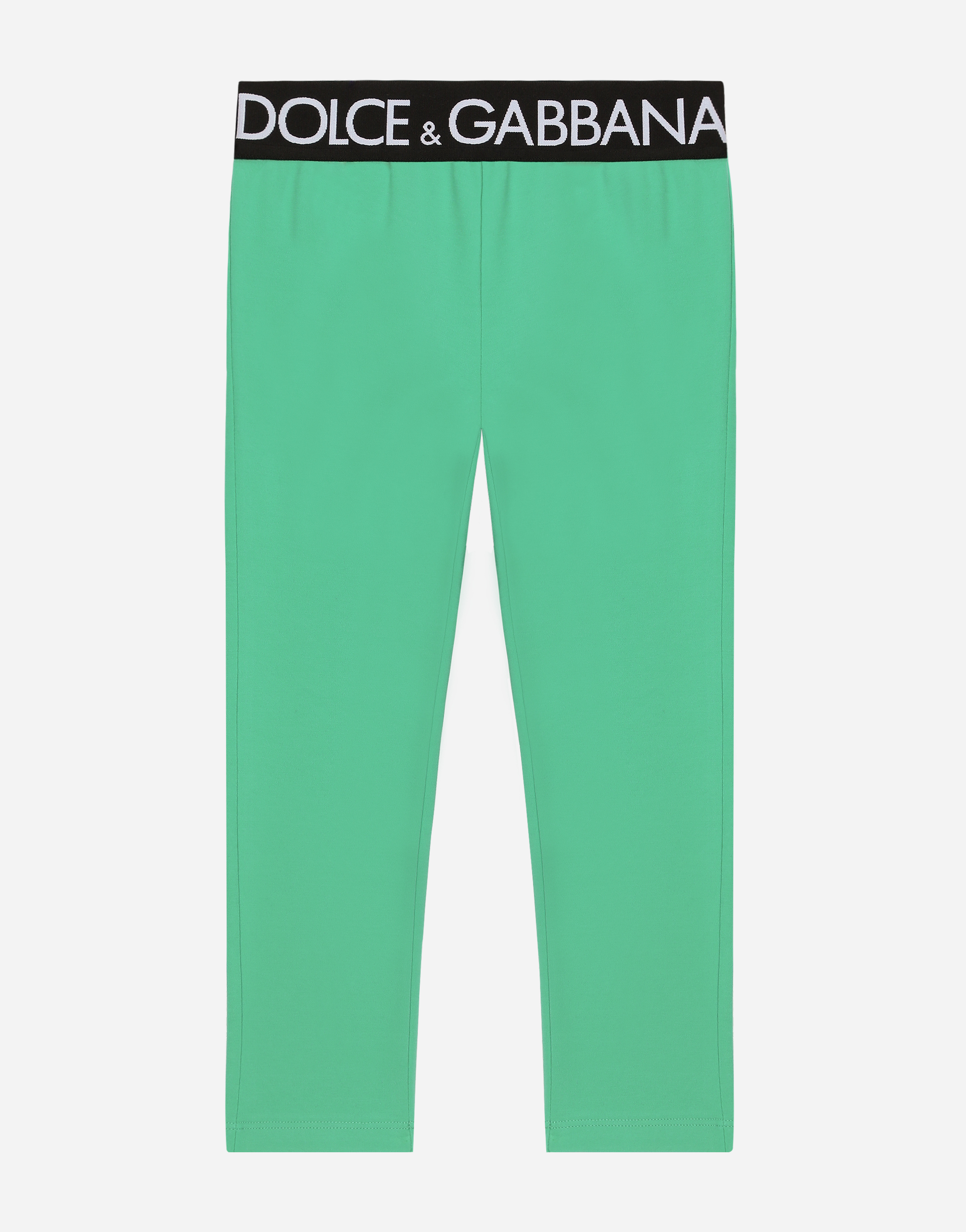 Interlock leggings with branded elastic in Green