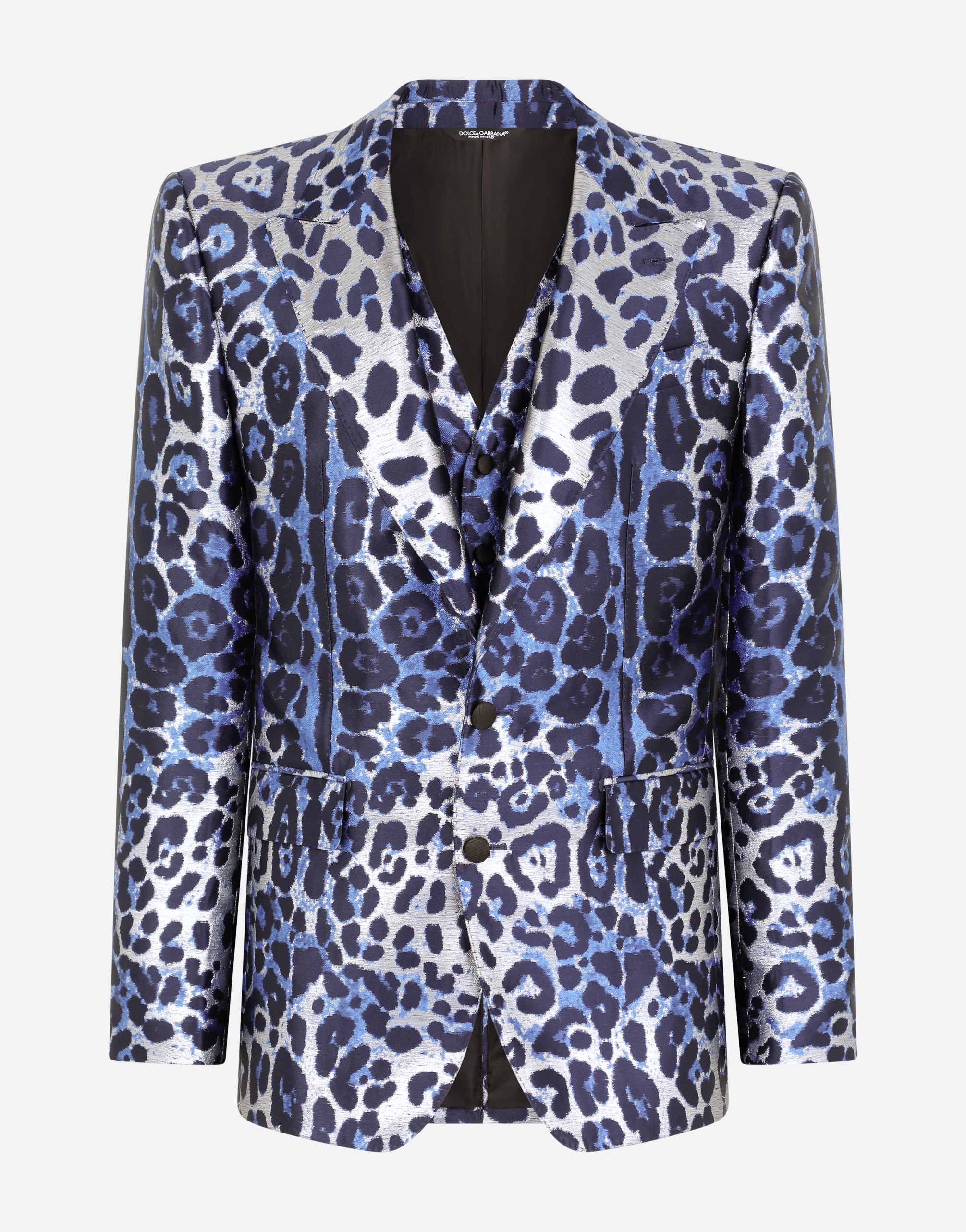 Three-piece Sicilia-fit suit in leopard-print lamé jacquard in Multicolor