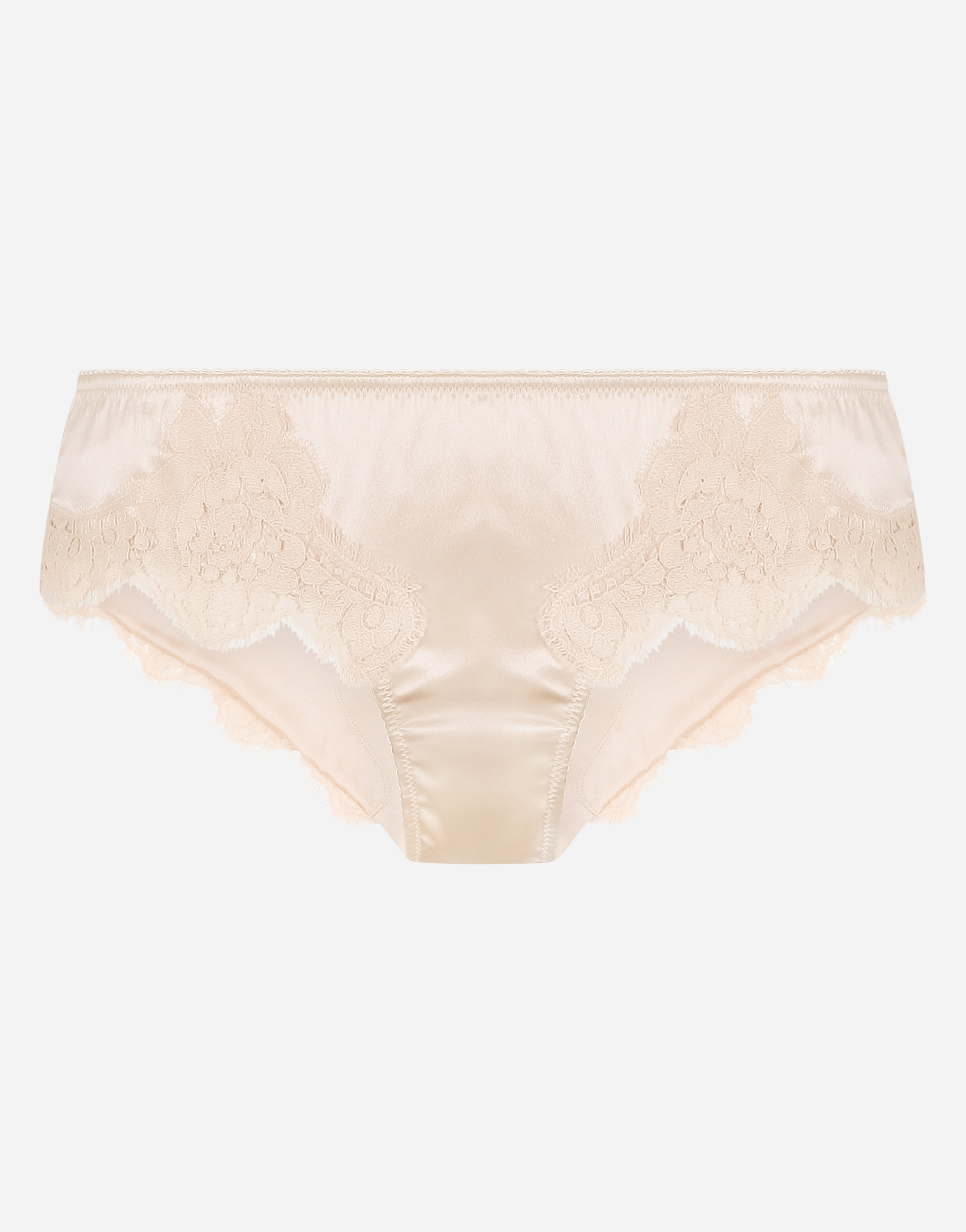 Satin briefs with lace detailing in Pale Pink