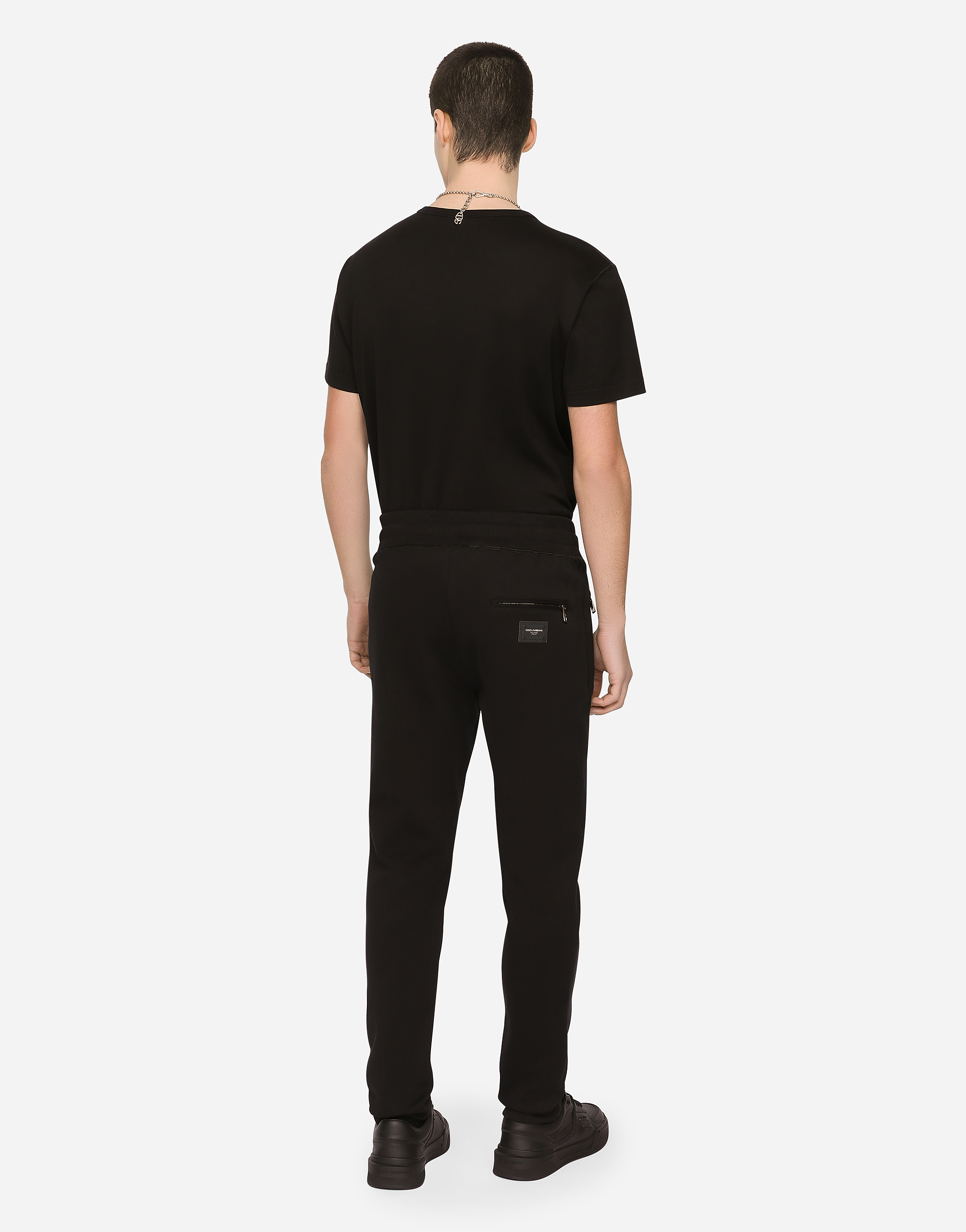 Bonus Portico Forbid Cotton T-shirt with branded tag in Black for Men | Dolce&Gabbana®