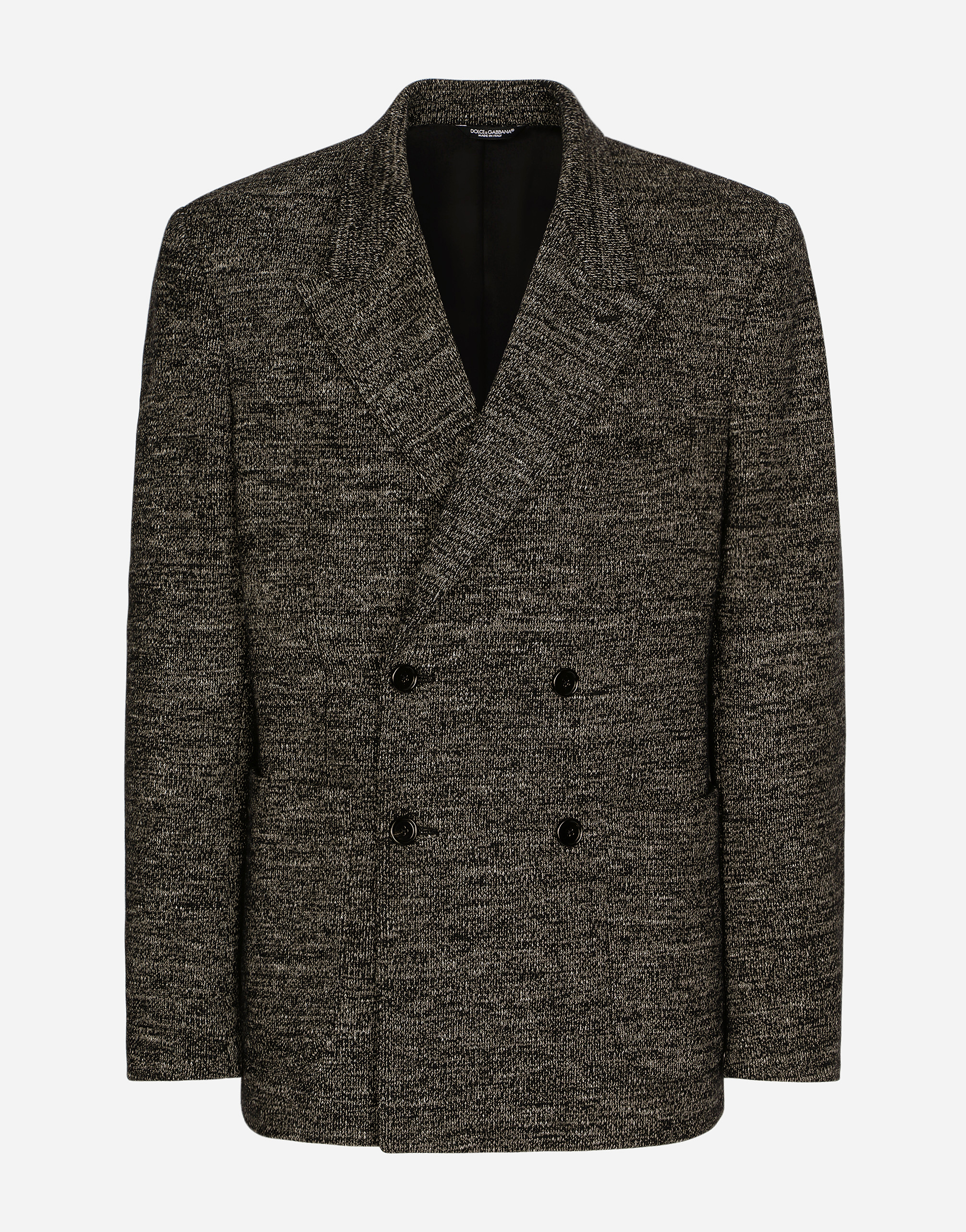 Double-breasted cotton and wool jersey jacket in Multicolor