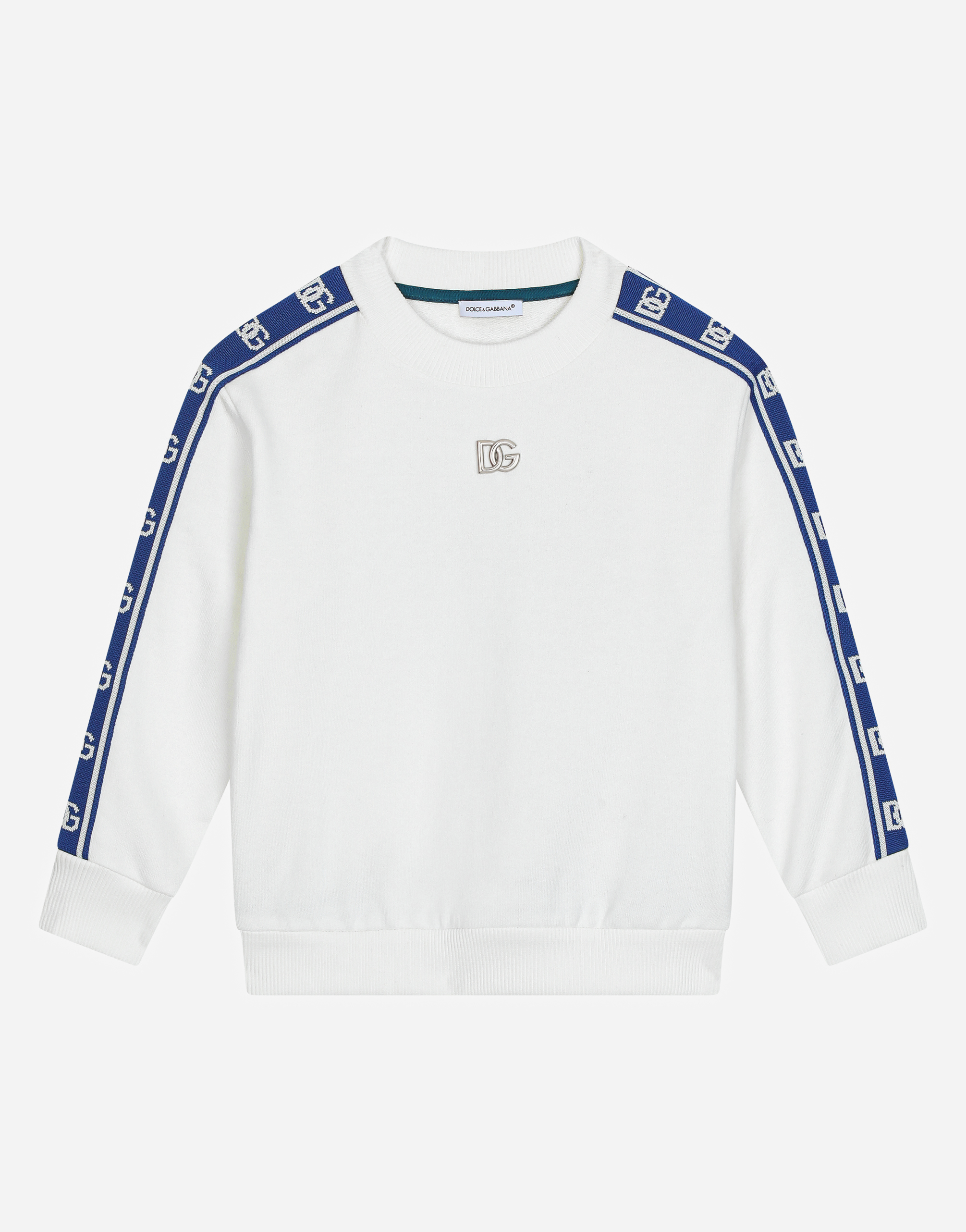 Jersey round-neck sweatshirt with DG logo band in White