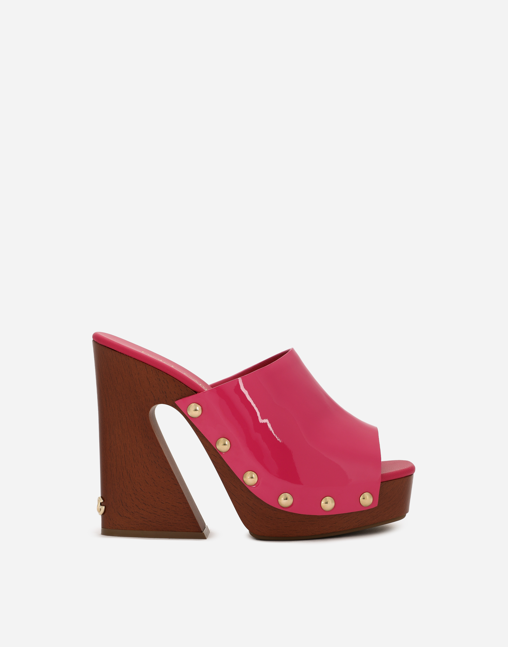 Patent leather wedges with DG logo in Pink