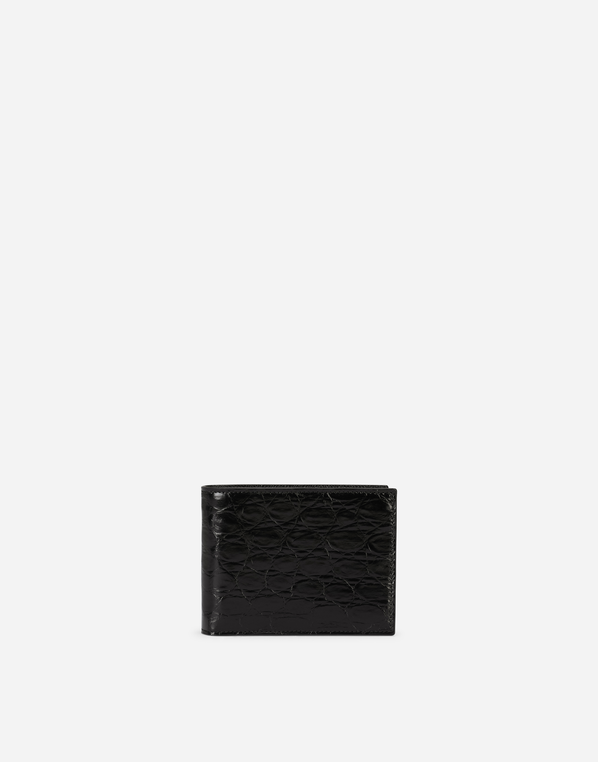 Bifold wallet in crocodile flank leather in Black