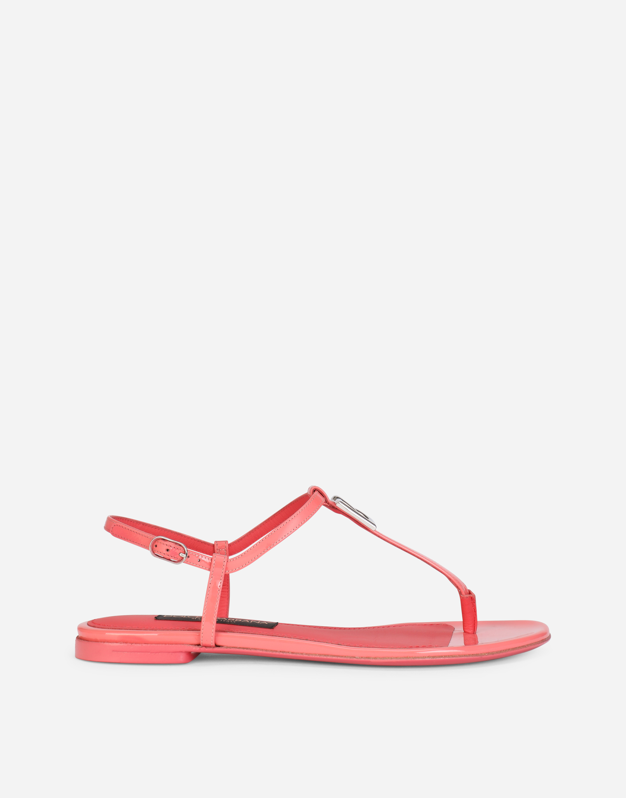 Patent leather DG thong sandals in Pink