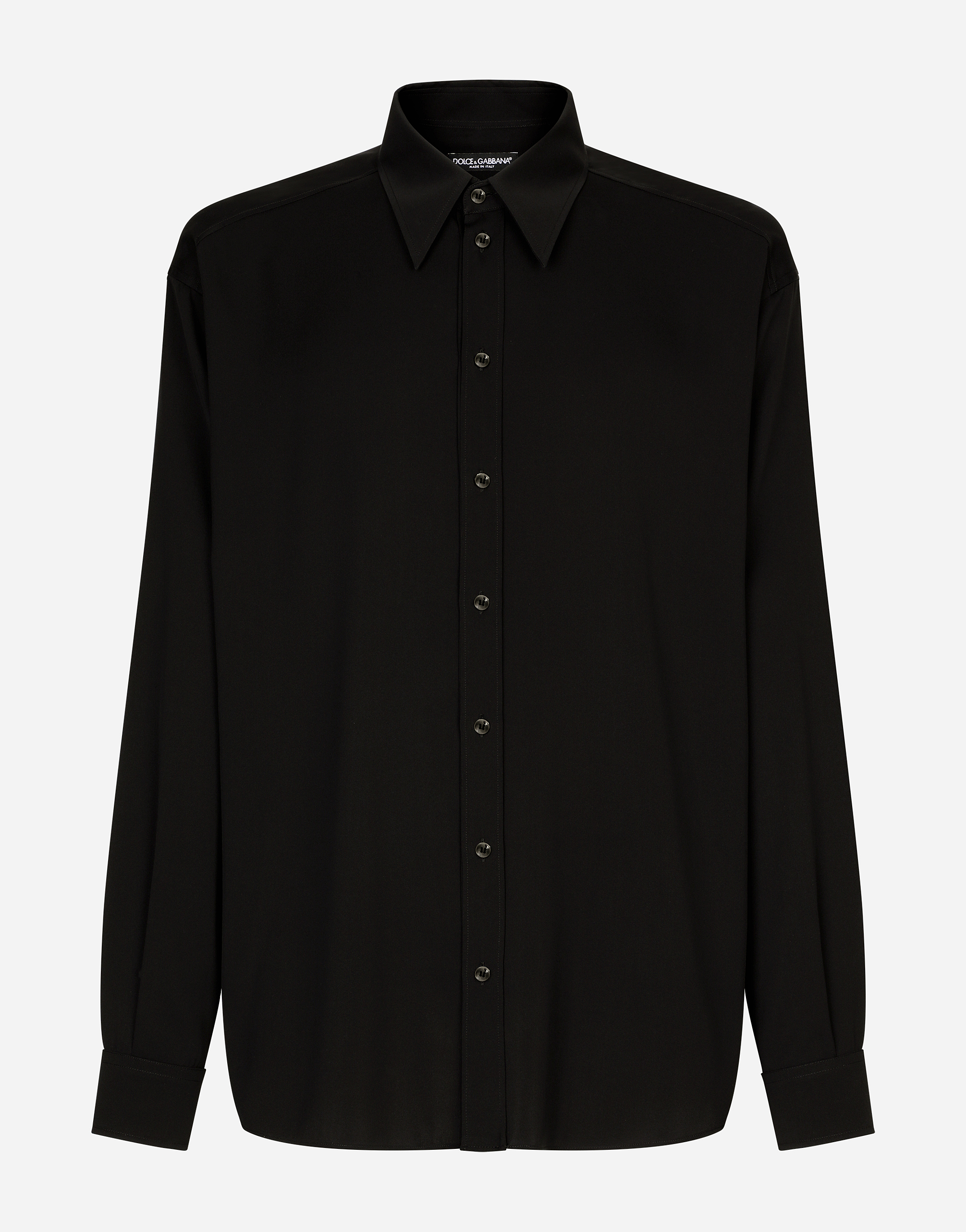 Oversized stretch silk shirt in Black