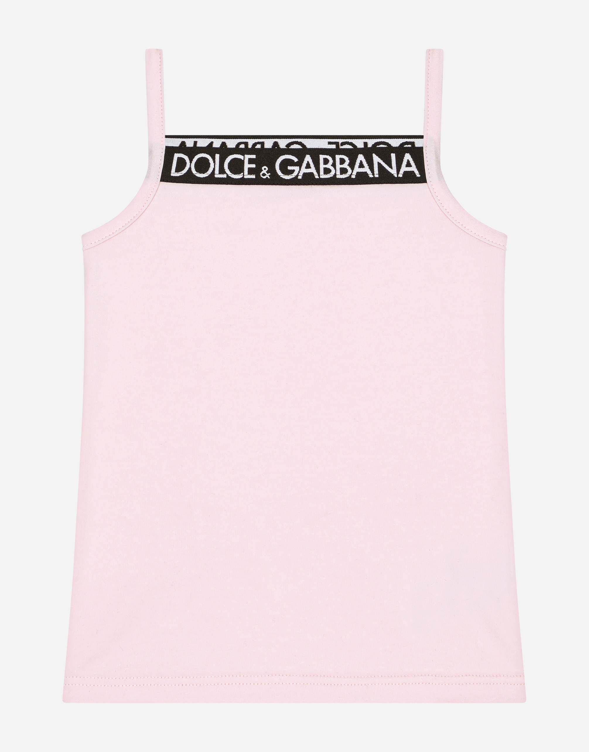 Jersey tank top with Dolce&Gabbana logo in Pink